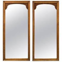 1960s Pecan Wood Wall Mirrors, Pair