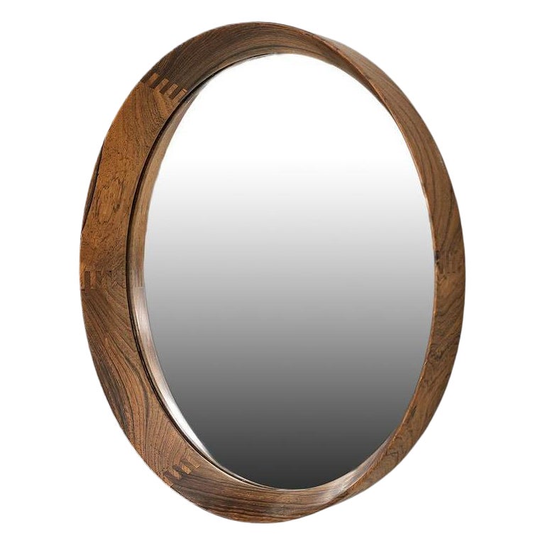 1960s Pederson & Hansen for Vibi J Miroir circulaire en bois de rose massif 15" Diameter en vente