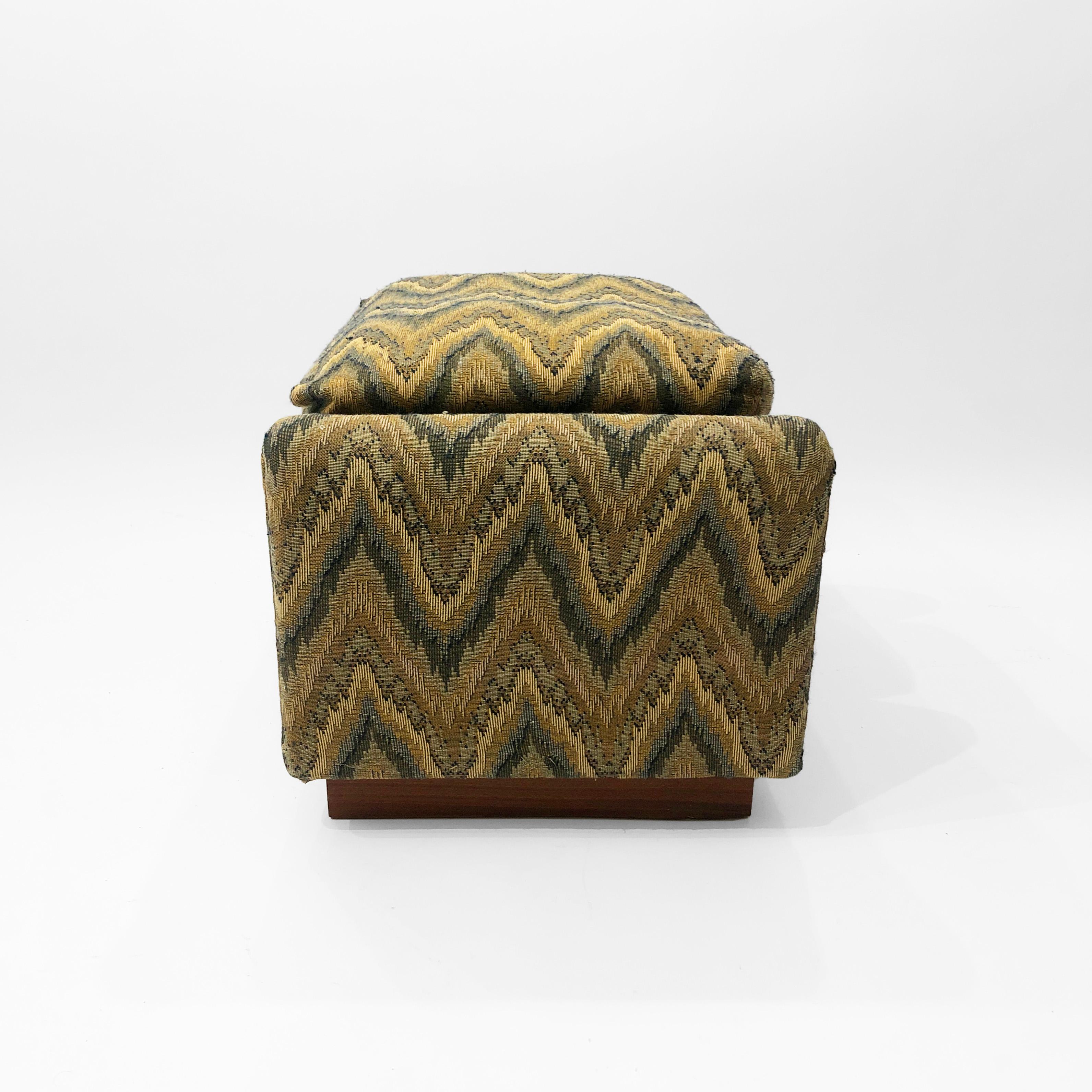 1960s Pedestal Stool Footstool Midcentury Seat Sofa Armchair Green Missoni Style 1