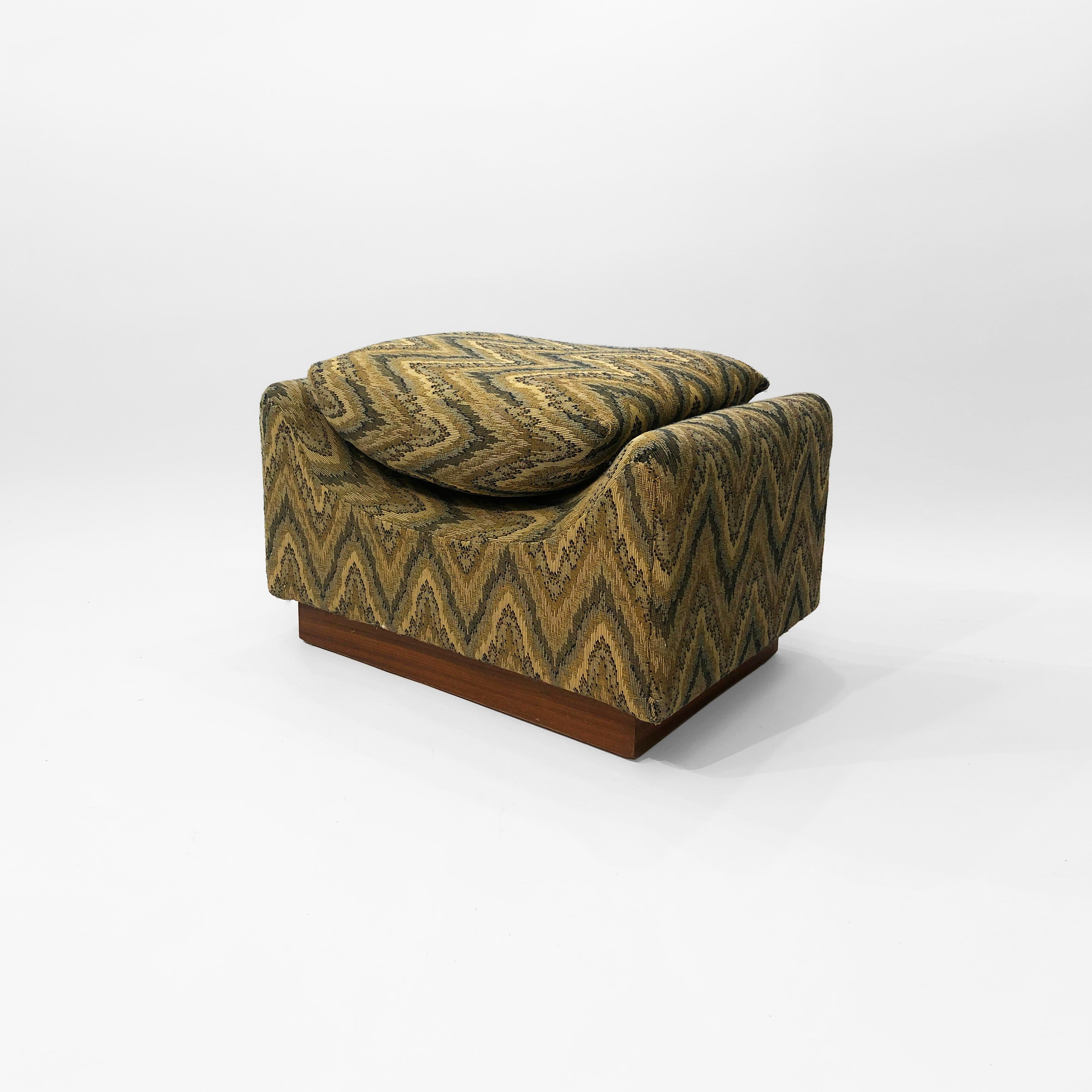 1960s Pedestal Stool Footstool Midcentury Seat Sofa Armchair Green Missoni Style 2