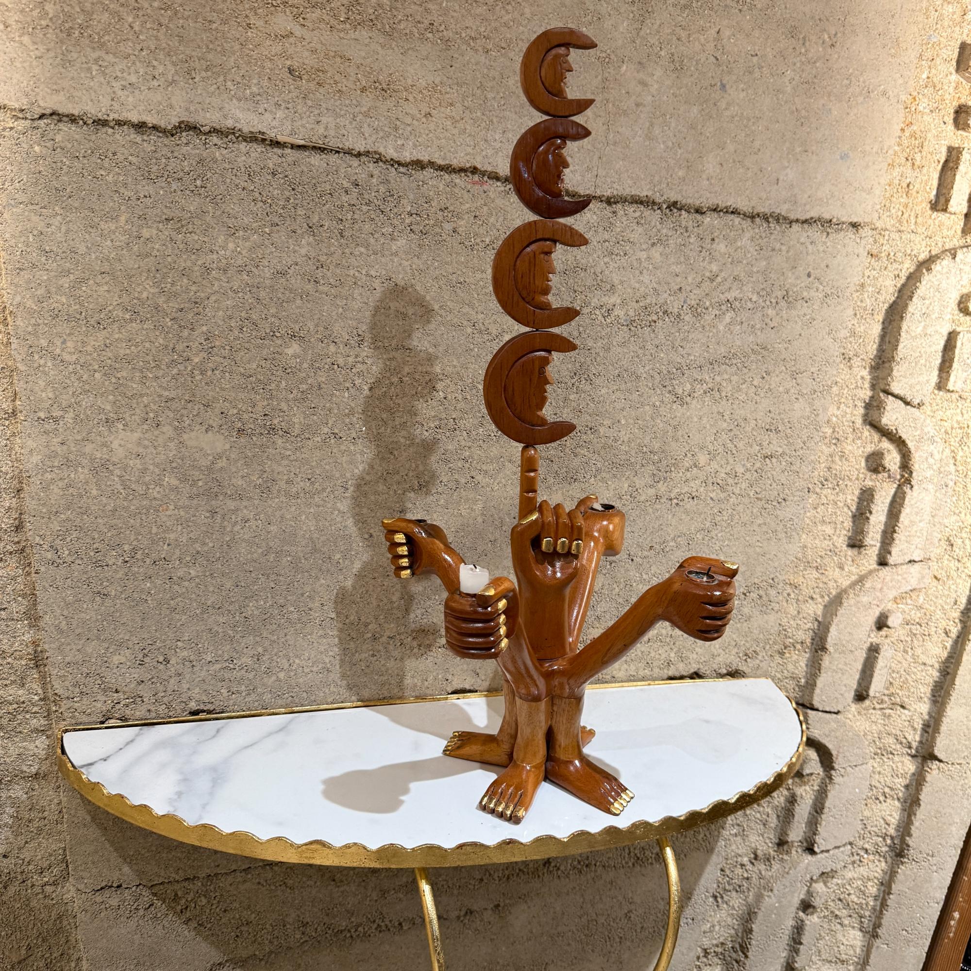 1960s Pedro Friedeberg Hand-Carved Gilded Four Arm Candelabra For Sale 7