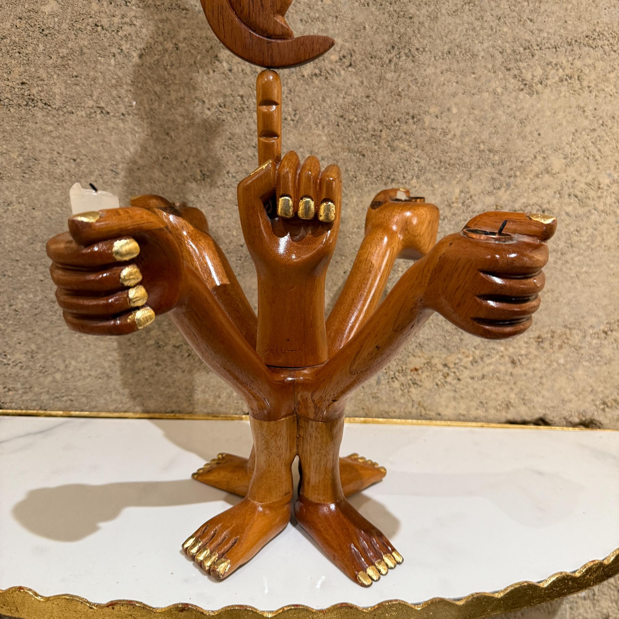 1960s Pedro Friedeberg Hand-Carved Gilded Four Arm Candelabra For Sale 9