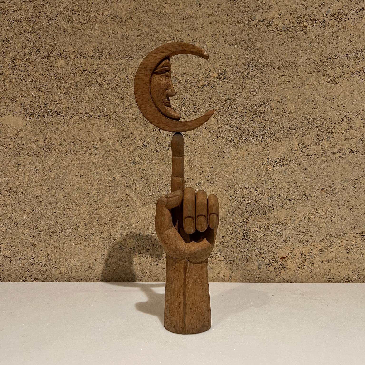 1960s Pedro Friedeberg hand Moon Mahogany wood art sculpture
Signed piece
Measures: 11.88 tall x 2 depth x 3.5 width
Preowned original vintage unrestored condition.
See our images provided.
   