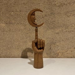 1960s Pedro Friedeberg Hand Moon Mahogany Wood Art Sculpture
