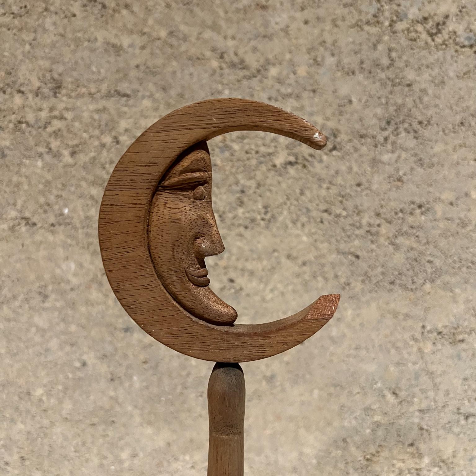 Mexican 1960s Pedro Friedeberg Hand Moon Mahogany Wood Art Sculpture For Sale