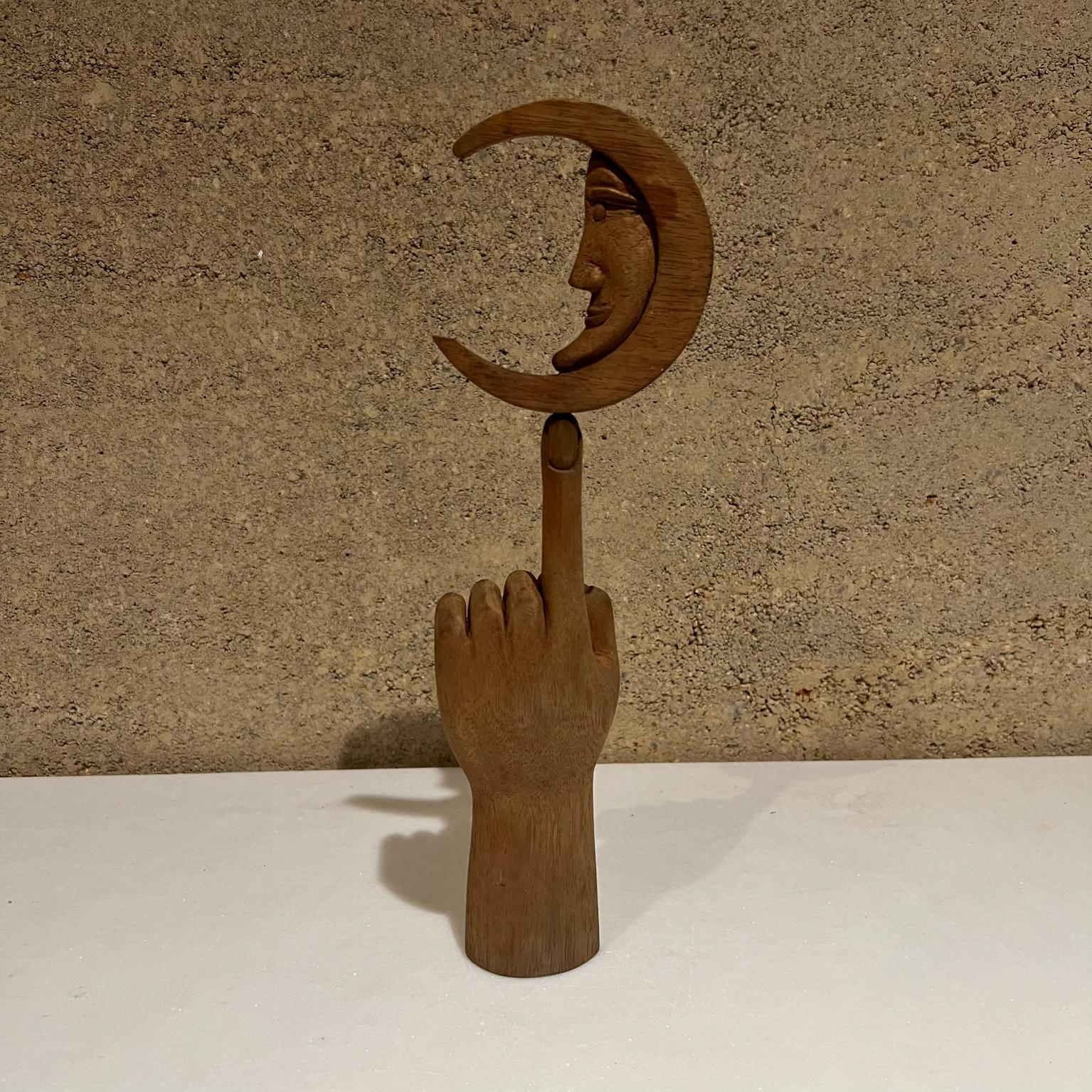 Milieu du XXe siècle 1960s Pedro Friedeberg Hand Moon Mahogany Wood Art Sculpture en vente