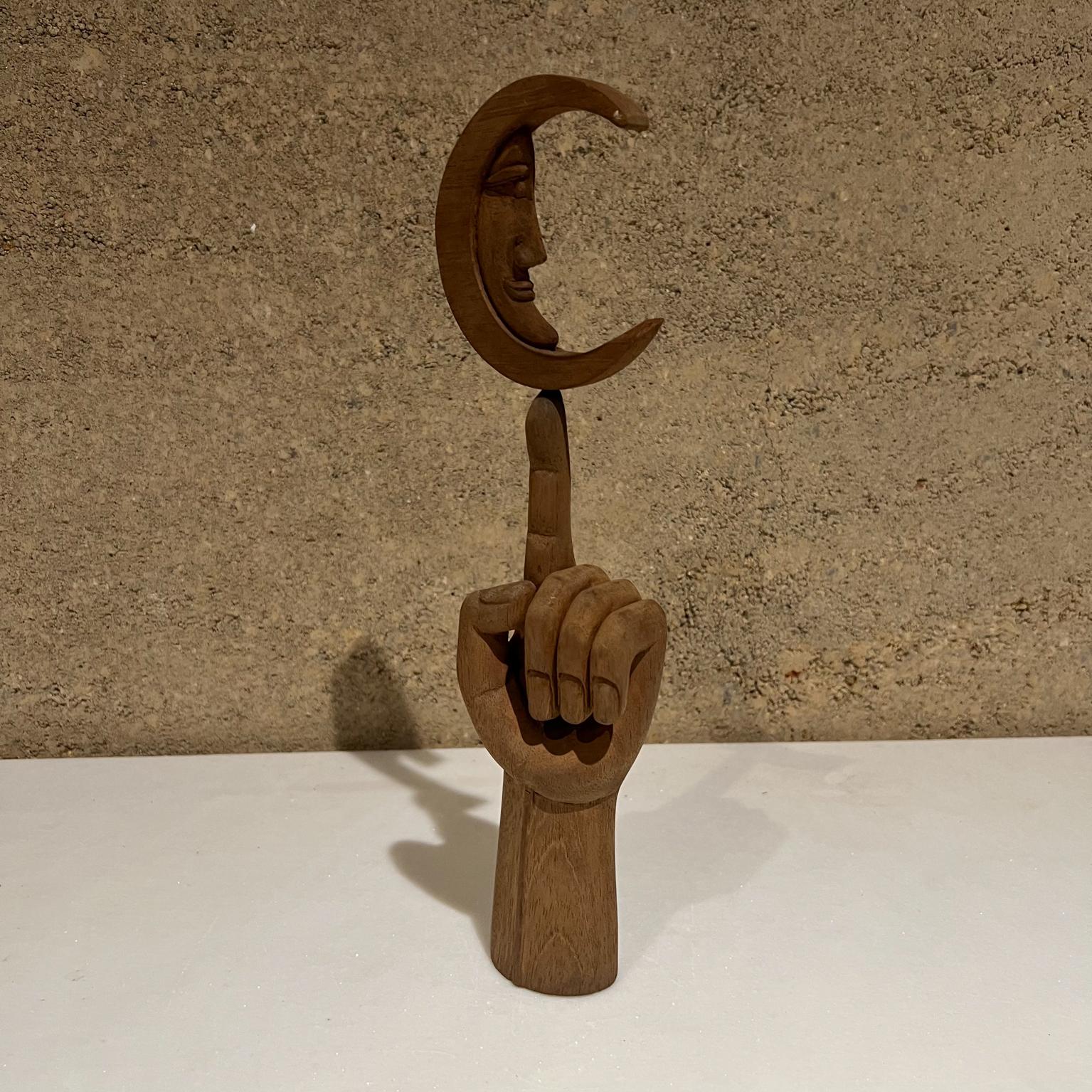 1960s Pedro Friedeberg Hand Moon Mahogany Wood Art Sculpture For Sale 2