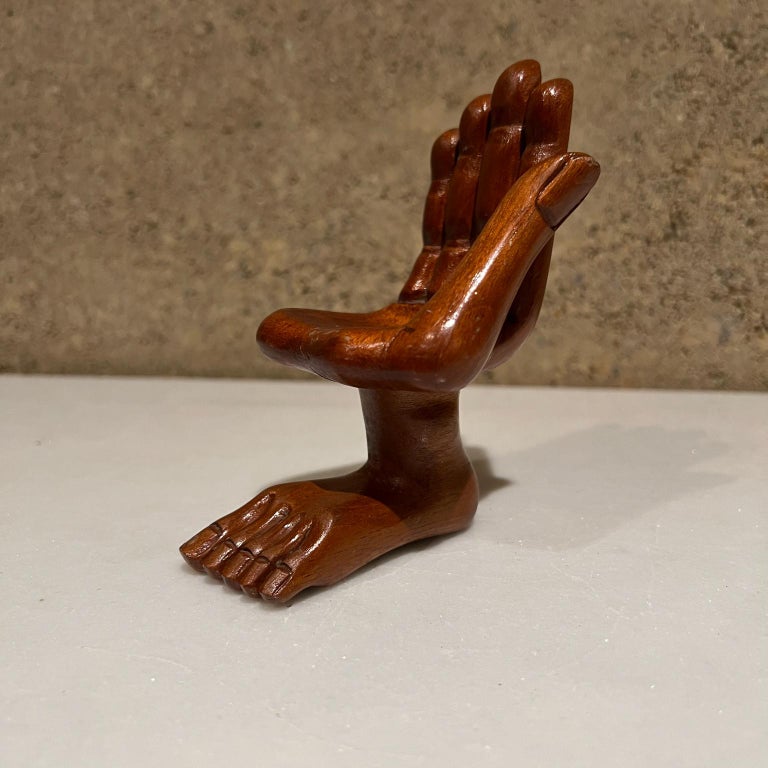 1960s Pedro Friedeberg hand foot miniature chair sculpture.
Preowned original vintage unrestored condition. Signs of wear present.
Measures: 4.38 tall x 3.5 deep x 2.5 wide.
See our images provided.