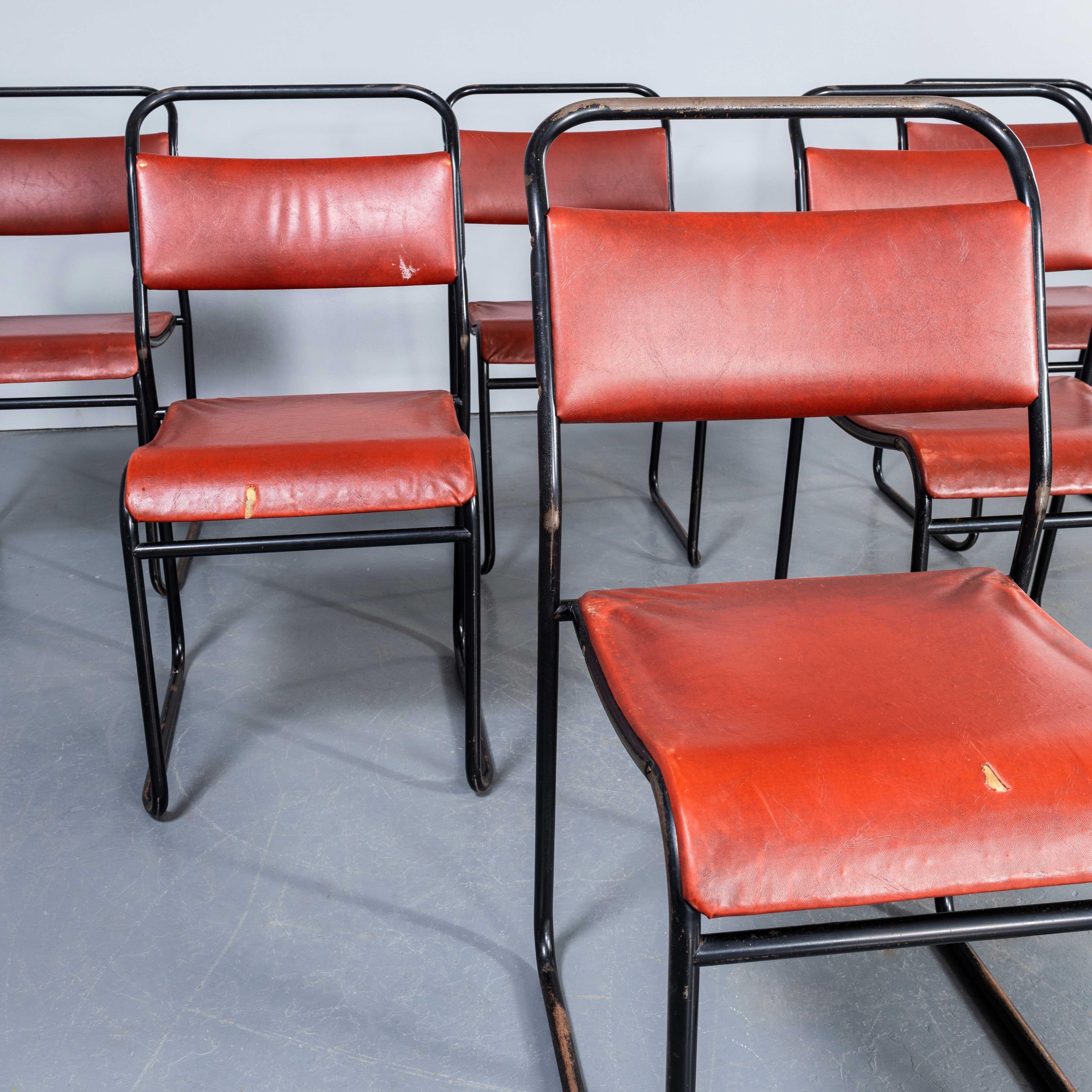 English 1960's Pel Tubular Metal Upholstered Dining Chairs - Large Qty Available