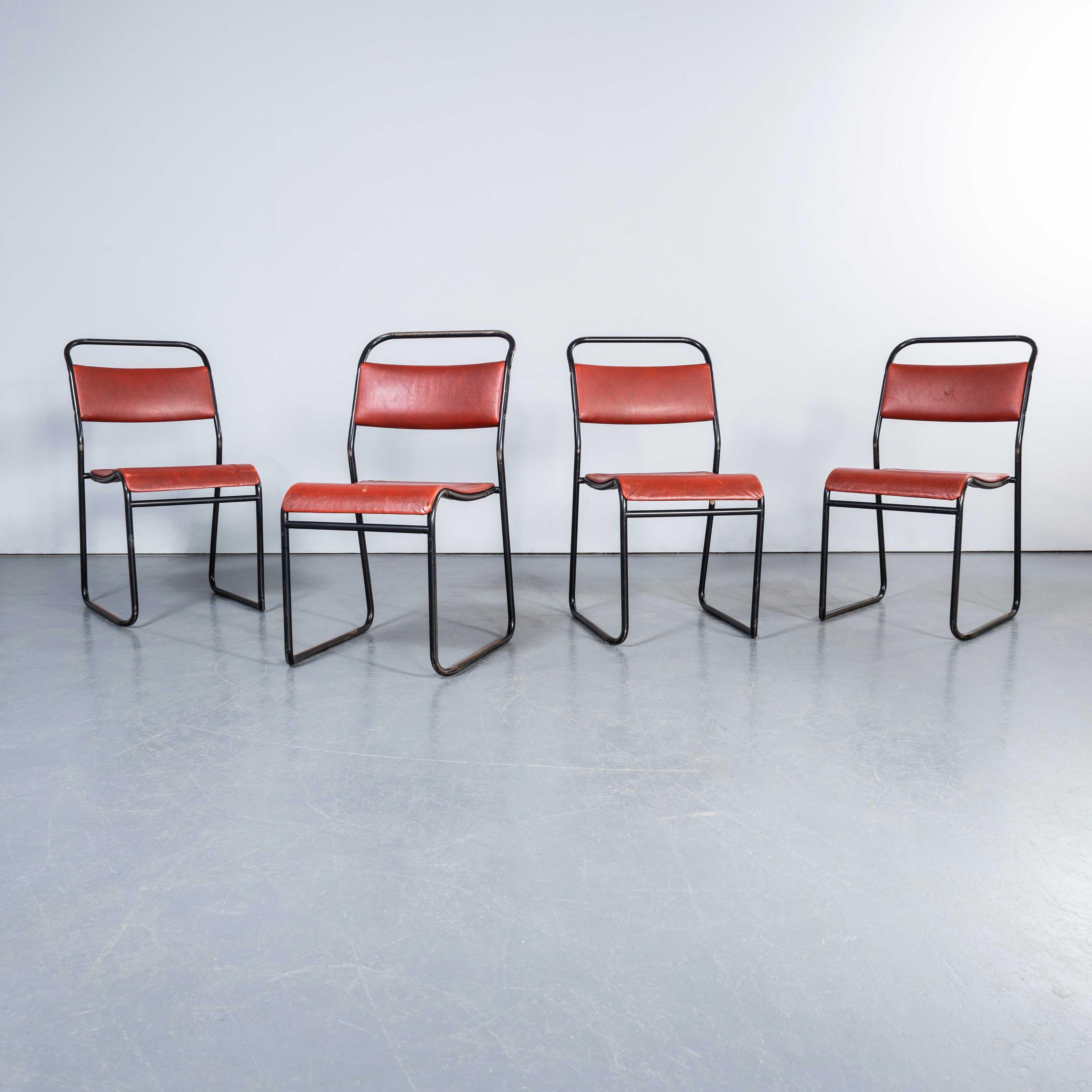 Mid-20th Century 1960's Pel Tubular Metal Upholstered Dining Chairs - Large Qty Available