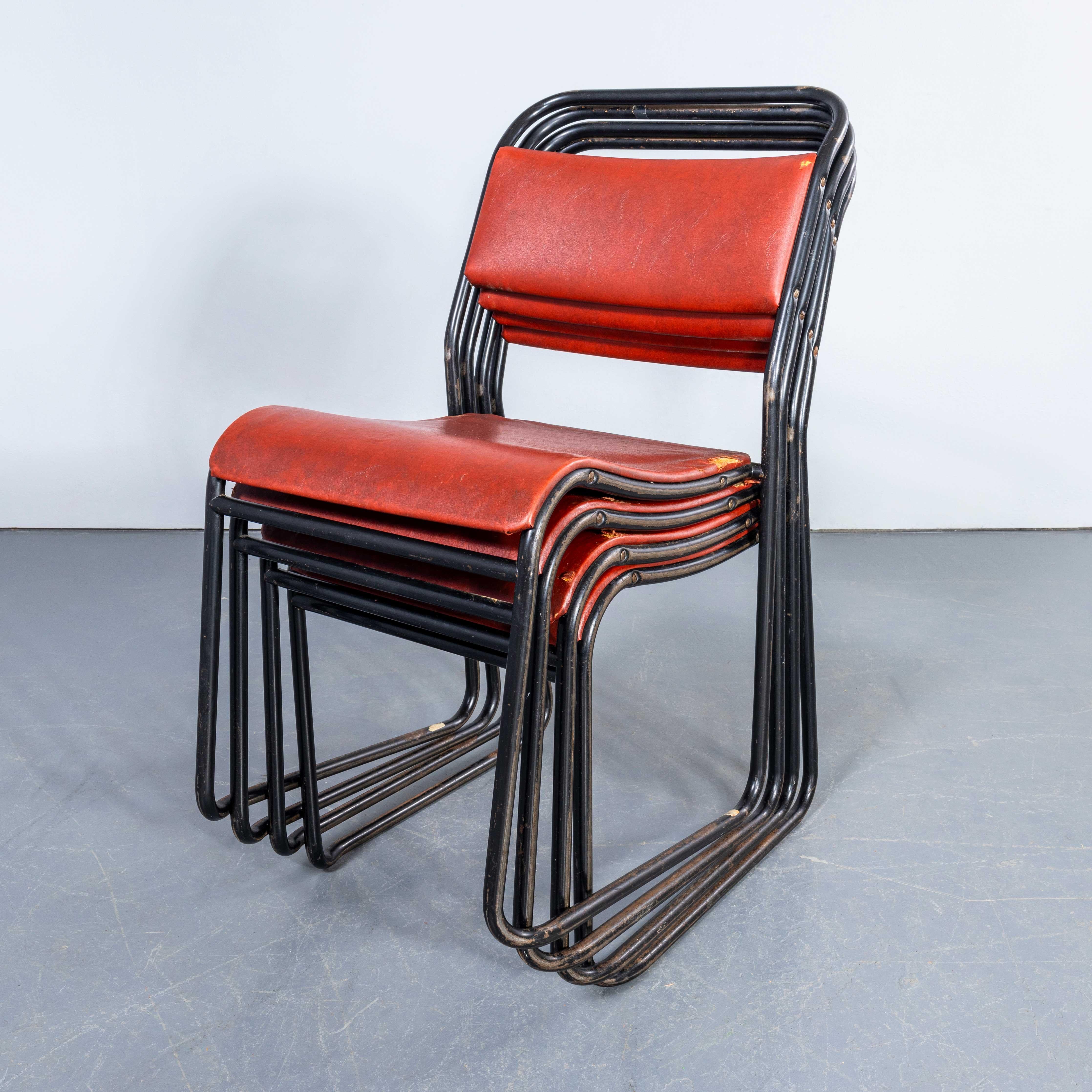 Sedie da pranzo imbottite in metallo tubolare Pel degli anni '60 - Set di quattro sedie in vendita 2