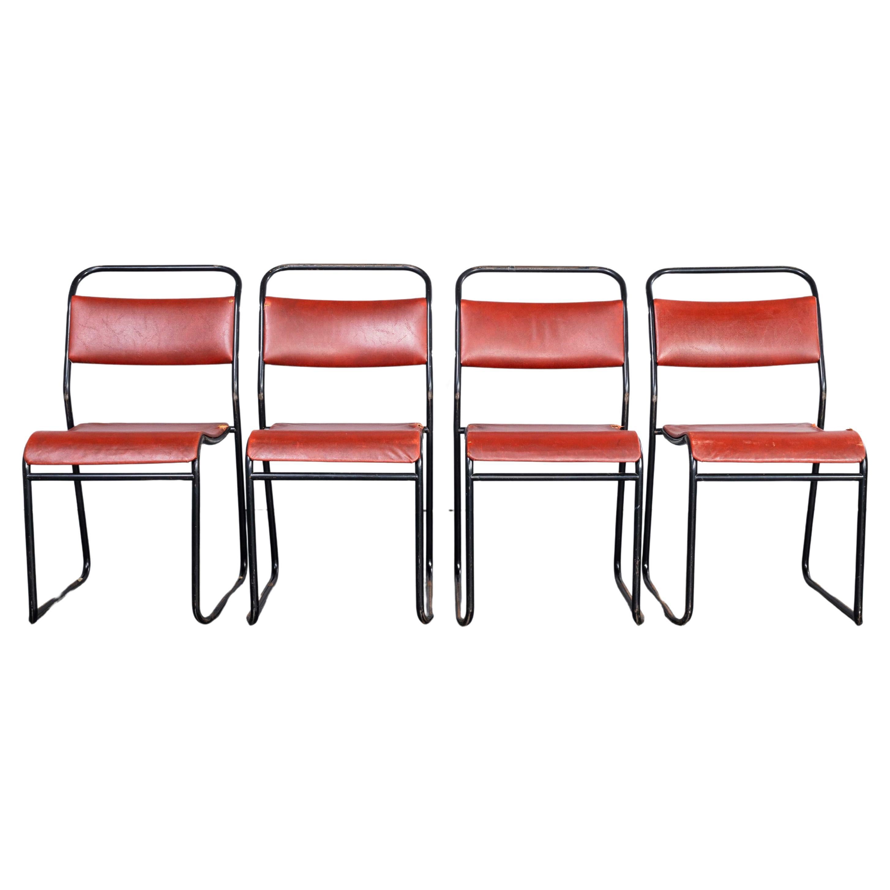 1960's Pel Tubular Metal Upholstered Dining Chairs - Set Of Four