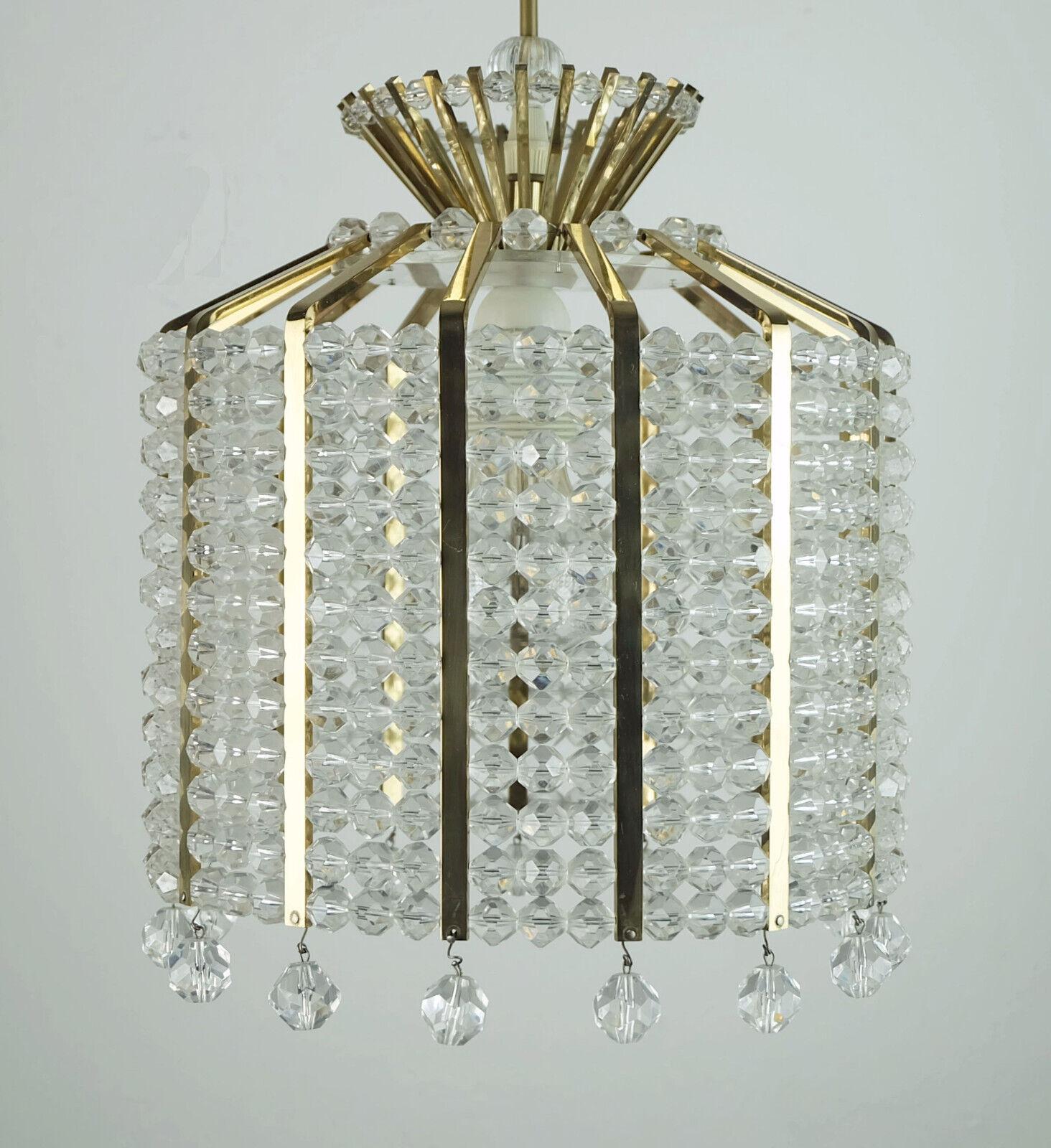 1960s PENDANT LIGHT brass and acrylic hollywood regency style For Sale 3