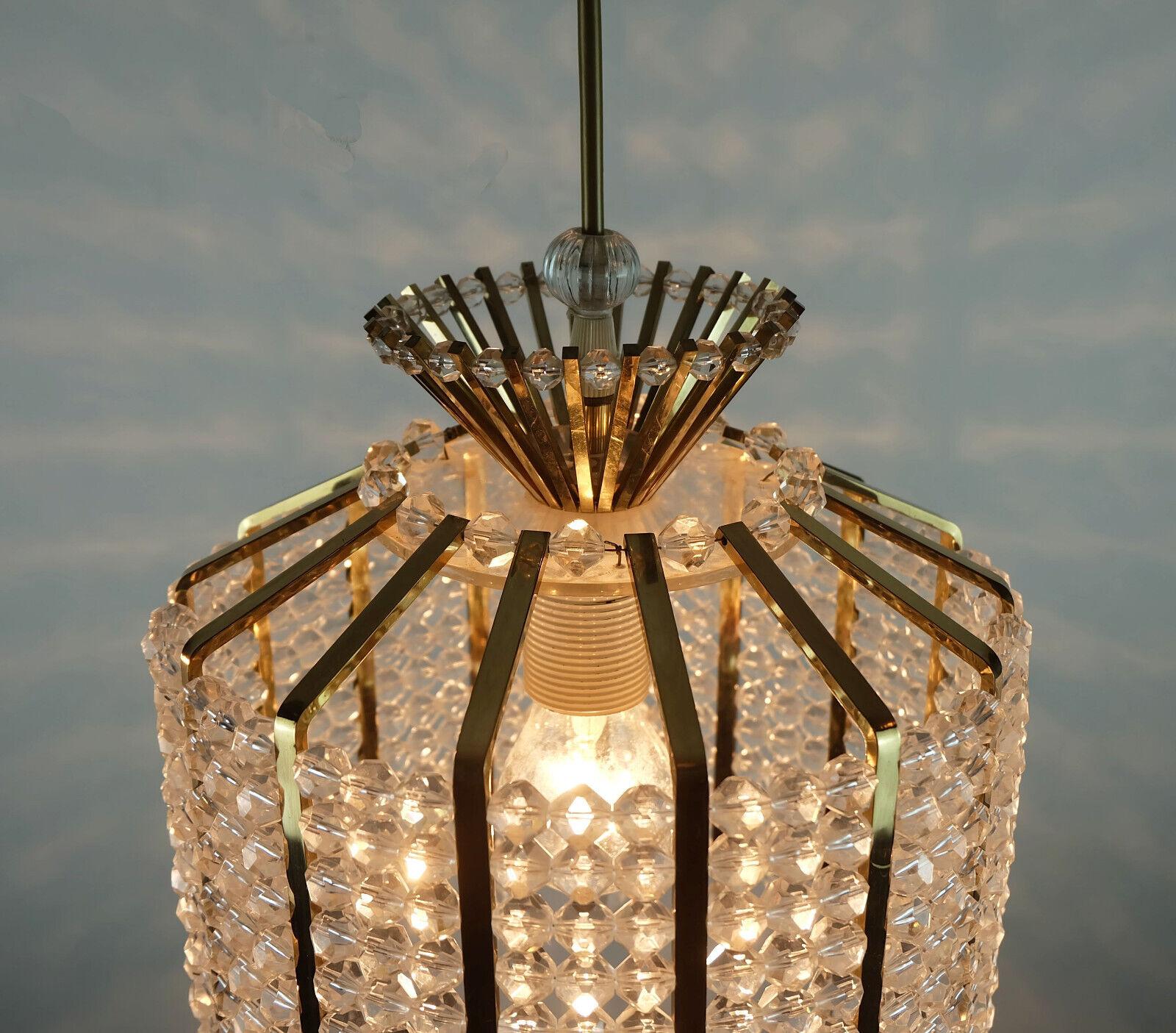 Mid-Century Modern 1960s PENDANT LIGHT brass and acrylic hollywood regency style For Sale