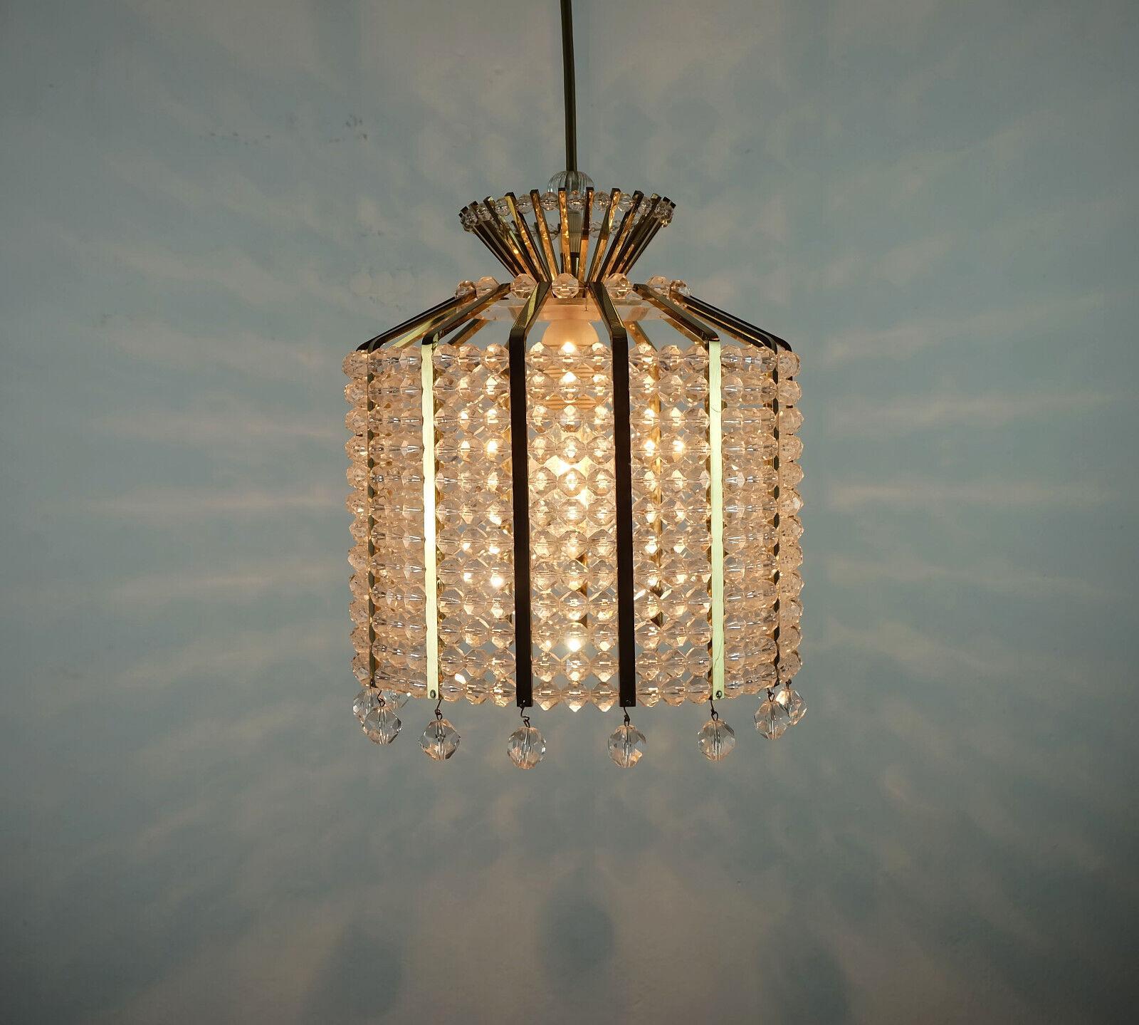 Mid-20th Century 1960s PENDANT LIGHT brass and acrylic hollywood regency style For Sale