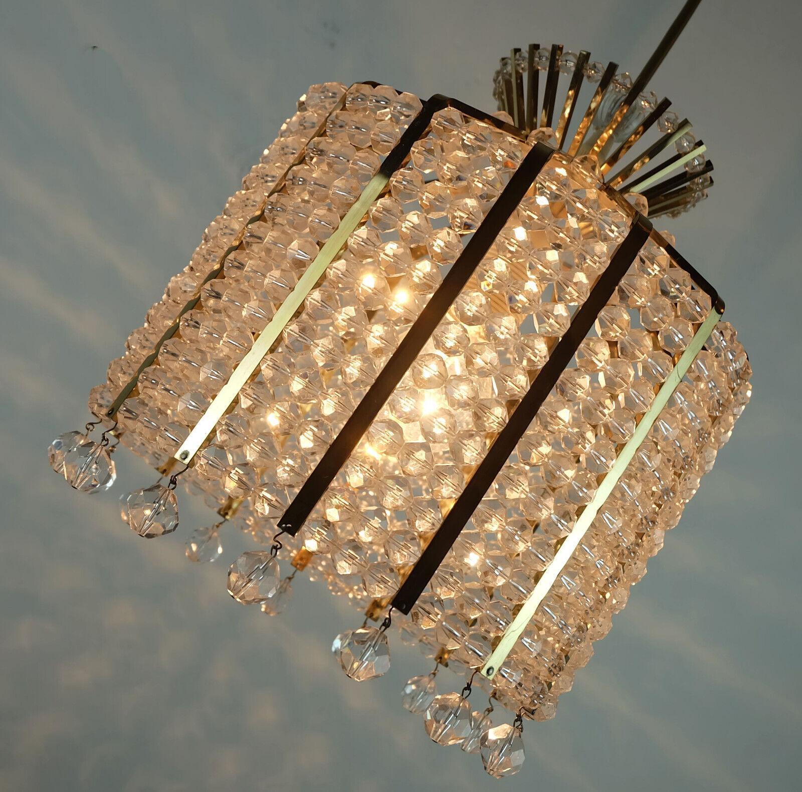 1960s PENDANT LIGHT brass and acrylic hollywood regency style For Sale 2