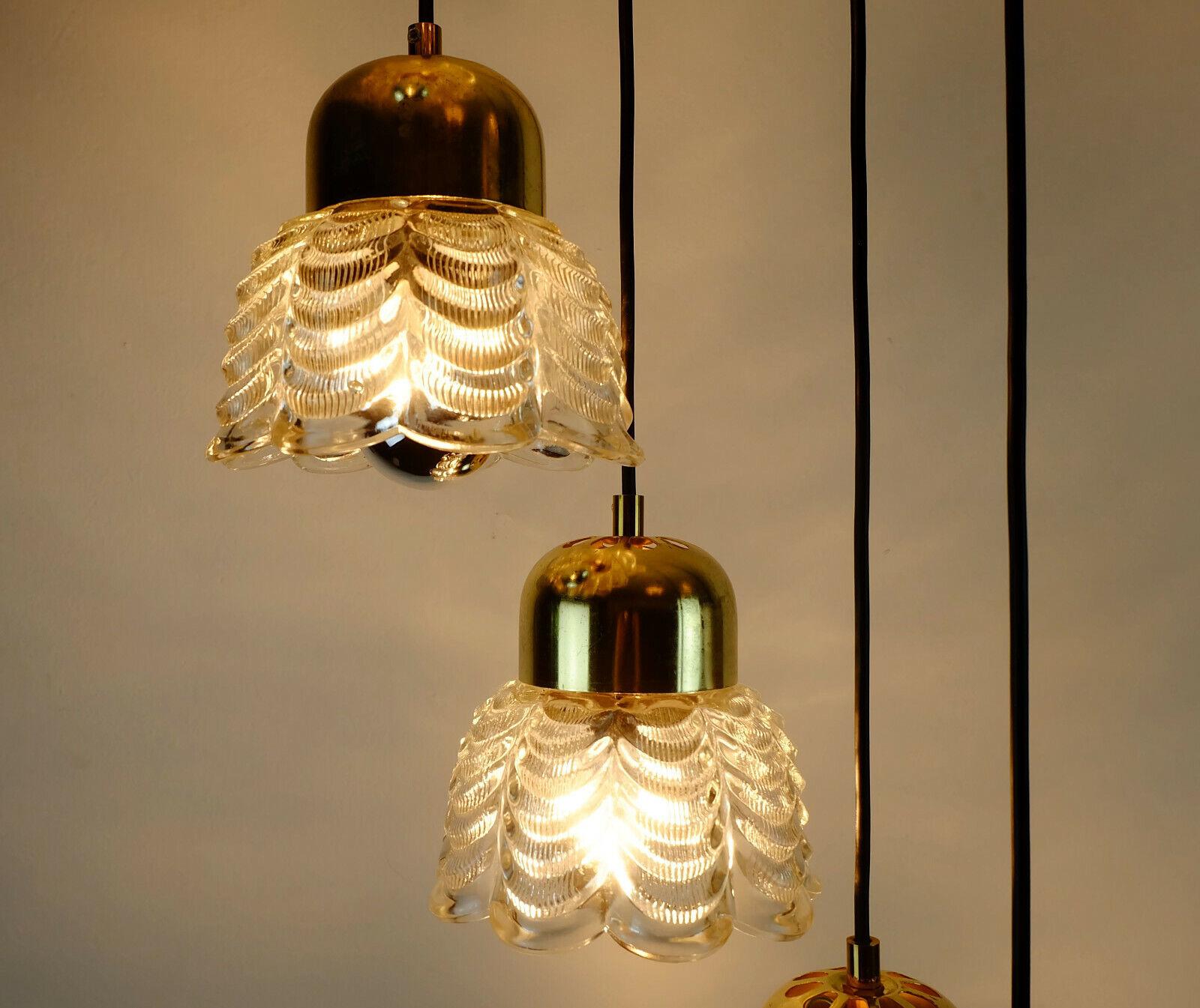 1960s, Pendant Light Cascading Light with 7 Glass Shades For Sale 3
