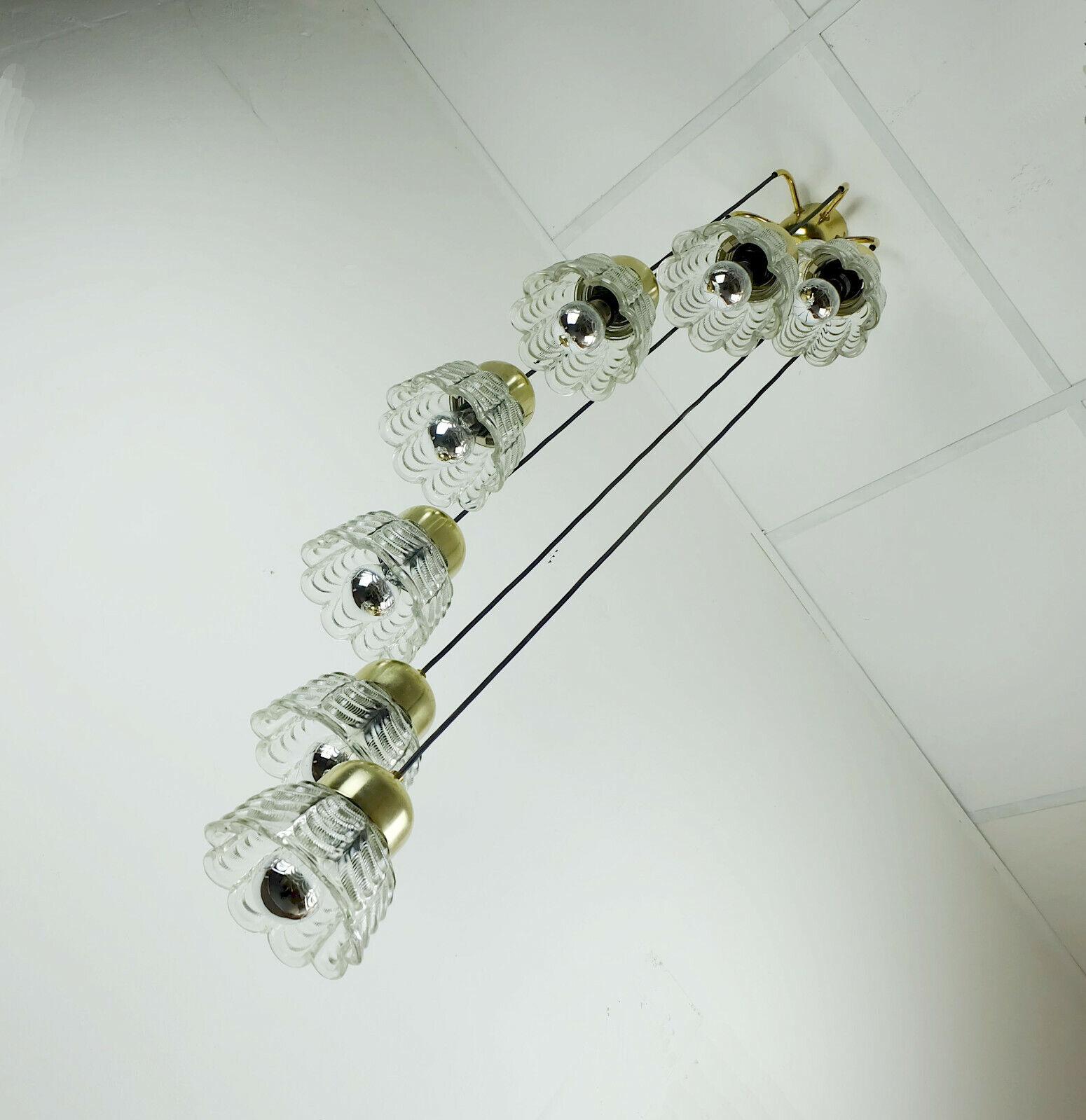 1960s, Pendant Light Cascading Light with 7 Glass Shades In Good Condition For Sale In Mannheim, DE