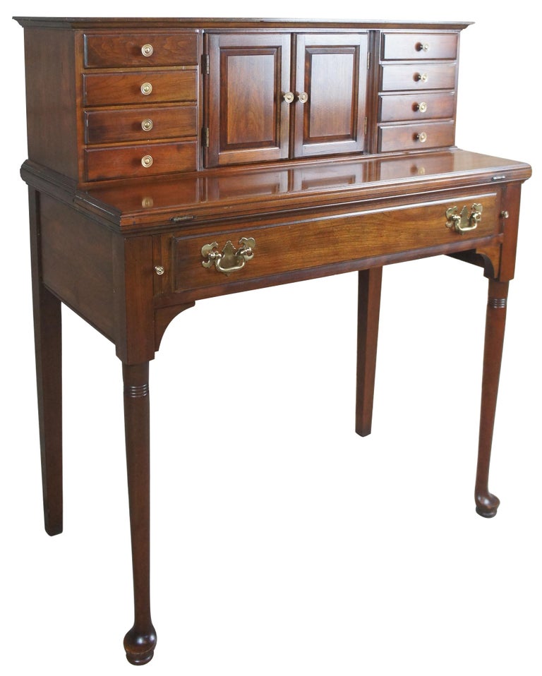 1960s Pennsylvania House Cherry Queen Anne Flip Top Step Back Desk 
