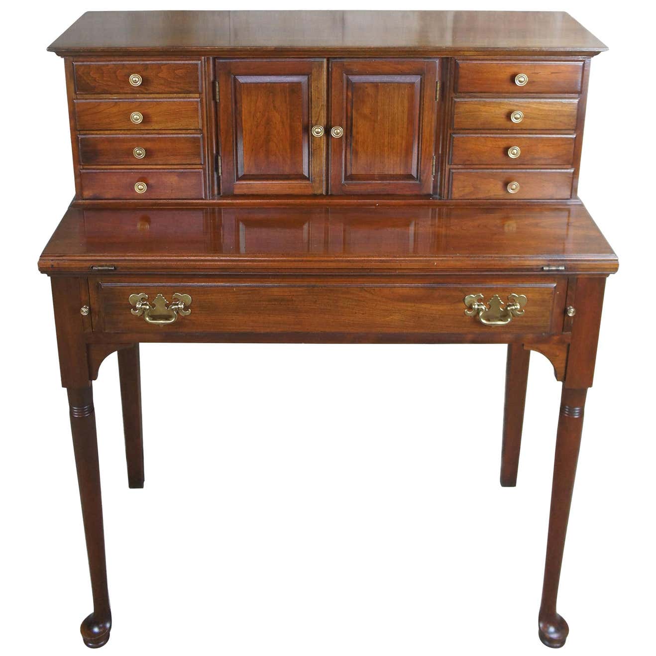 1960s Pennsylvania House Cherry Queen Anne Flip Top Step Back Desk or