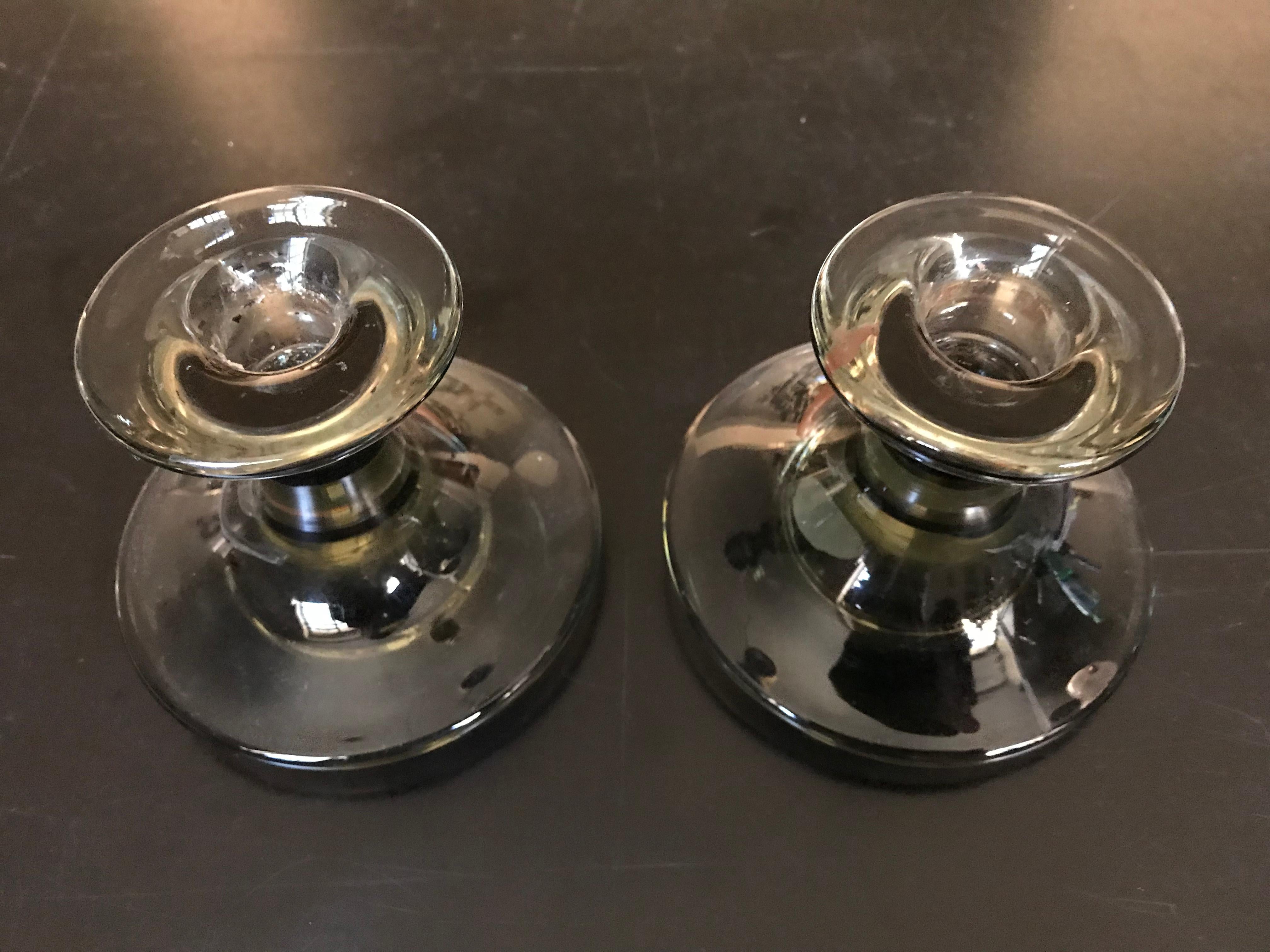 Danish 1960s Per Lutken Scandinavian Midcentury Glass Candlesticks for Holmegaard