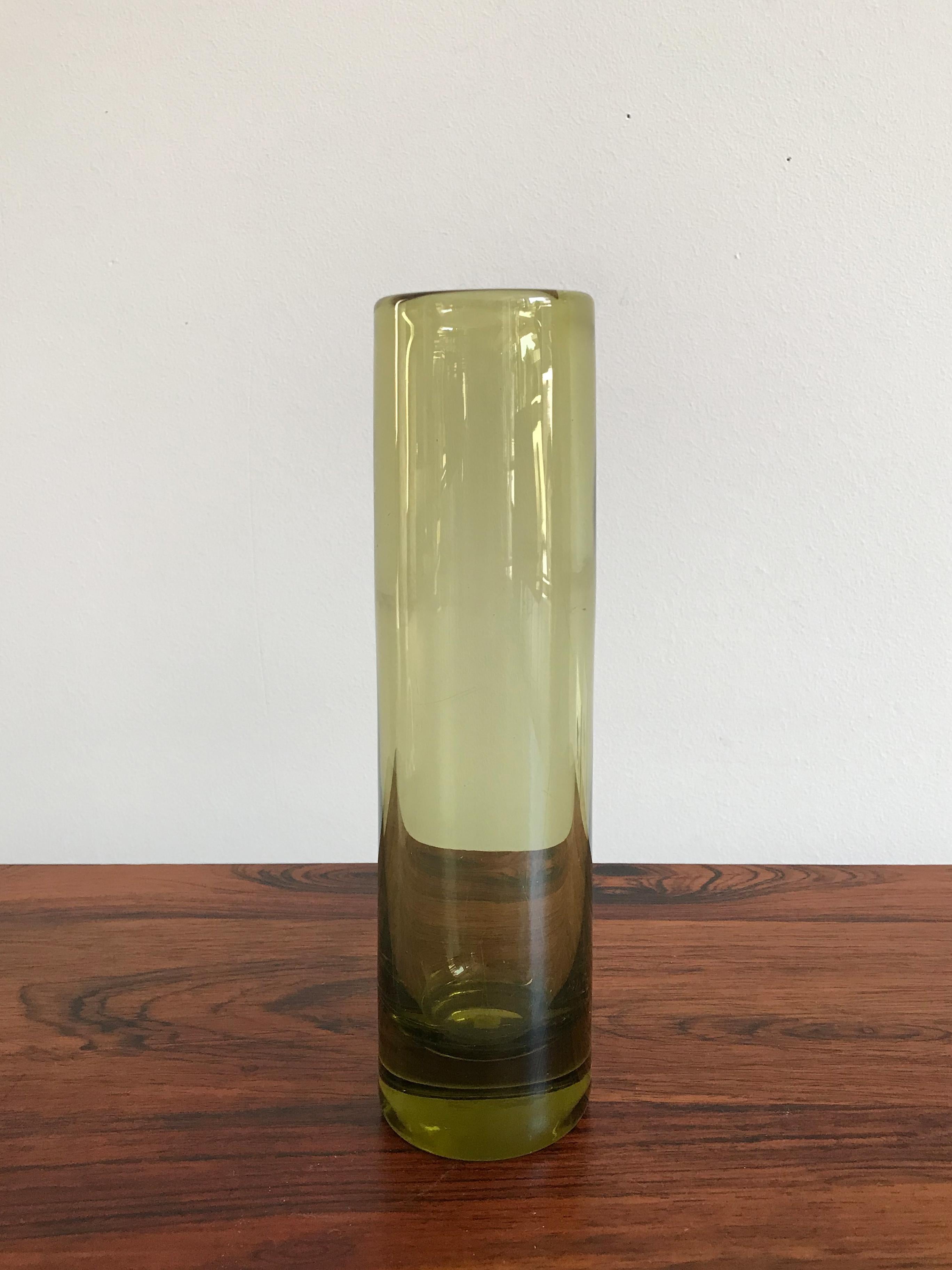 1960s Per Lutken Scandinavian Midcentury Olive Green Glass Vases for Holmegaard In Good Condition In Reggio Emilia, IT