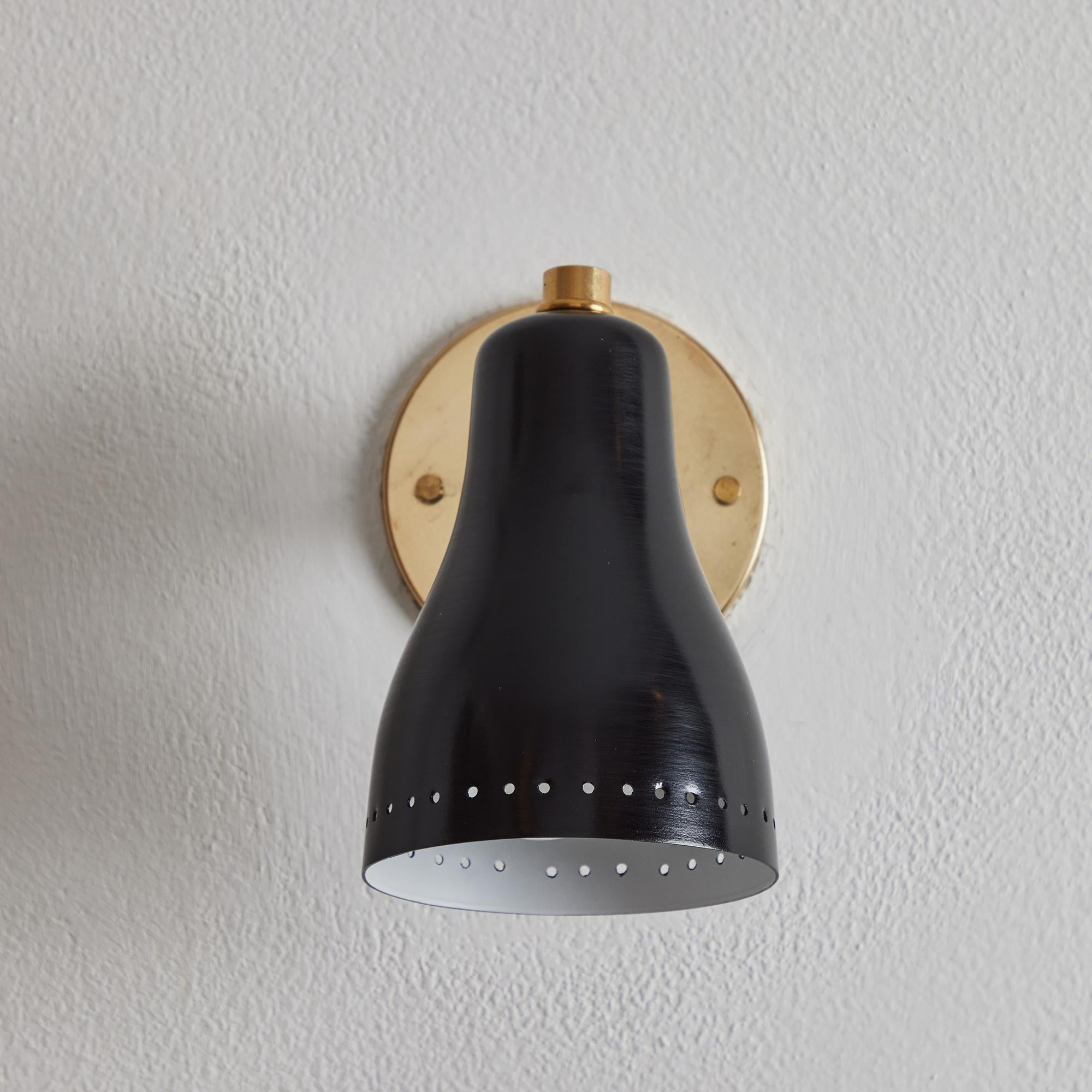 1960s Perforated Black and Brass Wall Lamp Attributed to Jacques Biny 5
