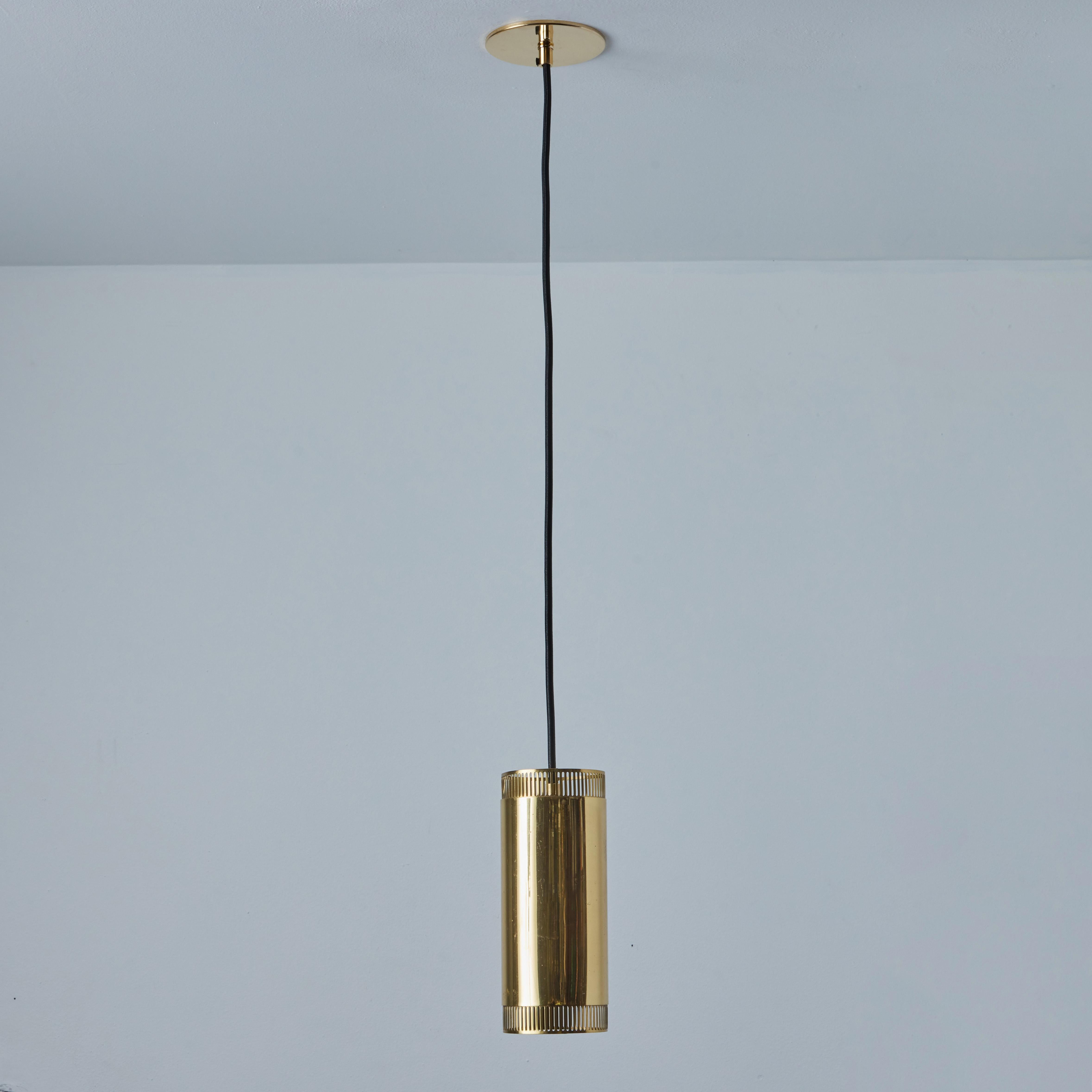 1960s Perforated Brass Cylindrical Pendant Attributed to Mauri Almari for Idman For Sale 6