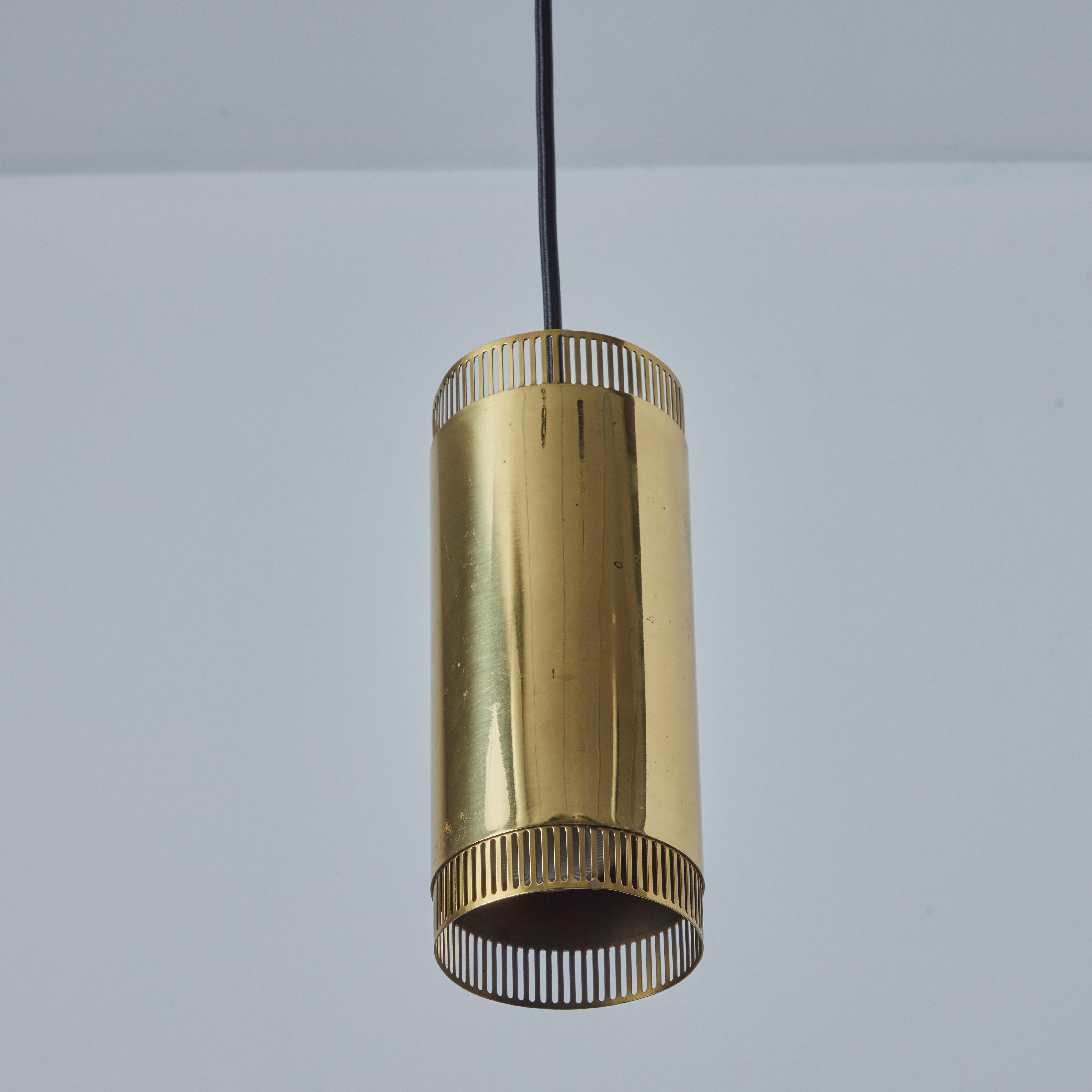 1960s Perforated Brass Cylindrical Pendant Attributed to Mauri Almari for Idman For Sale 9
