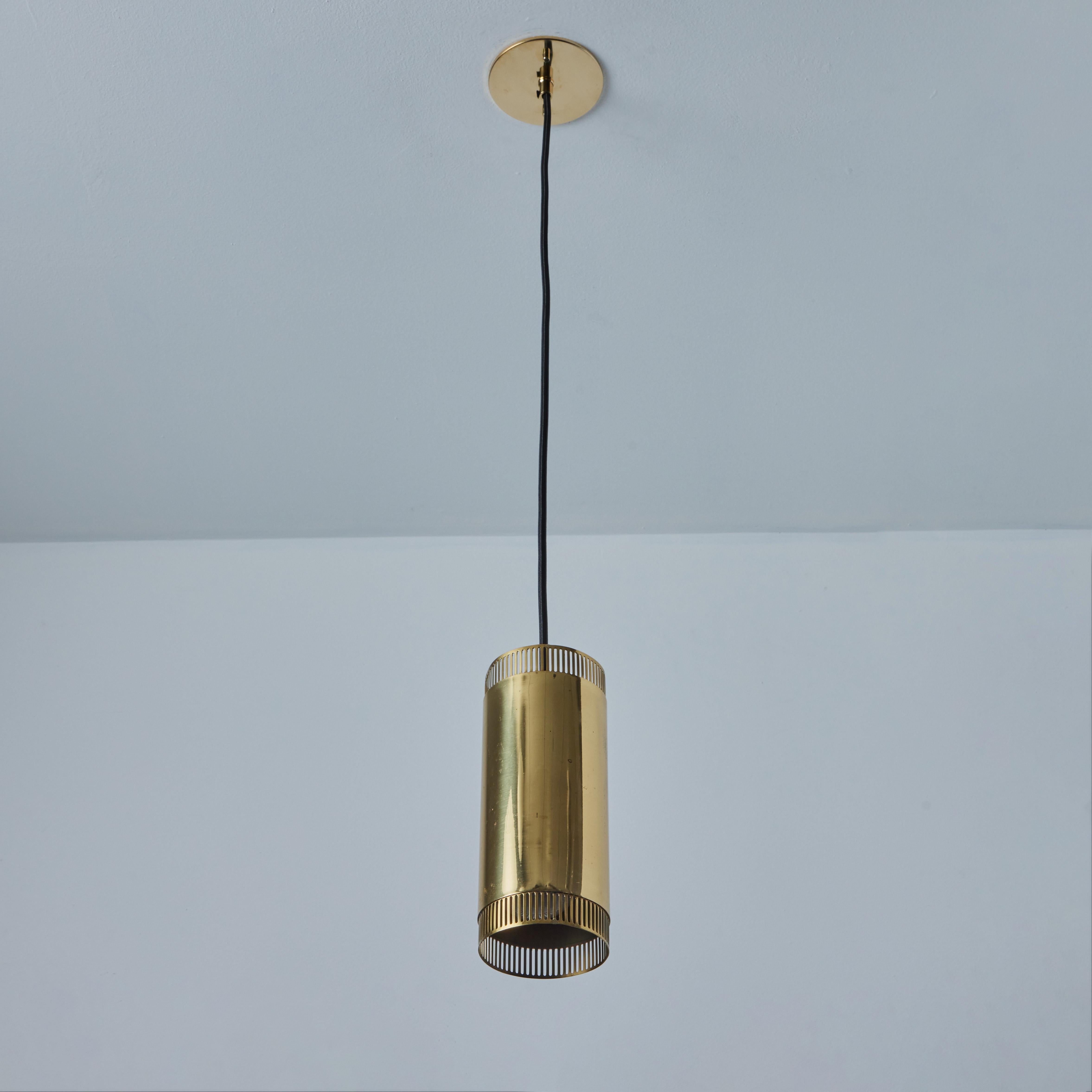 1960s Perforated Brass Cylindrical Pendant Attributed to Mauri Almari for Idman For Sale 10