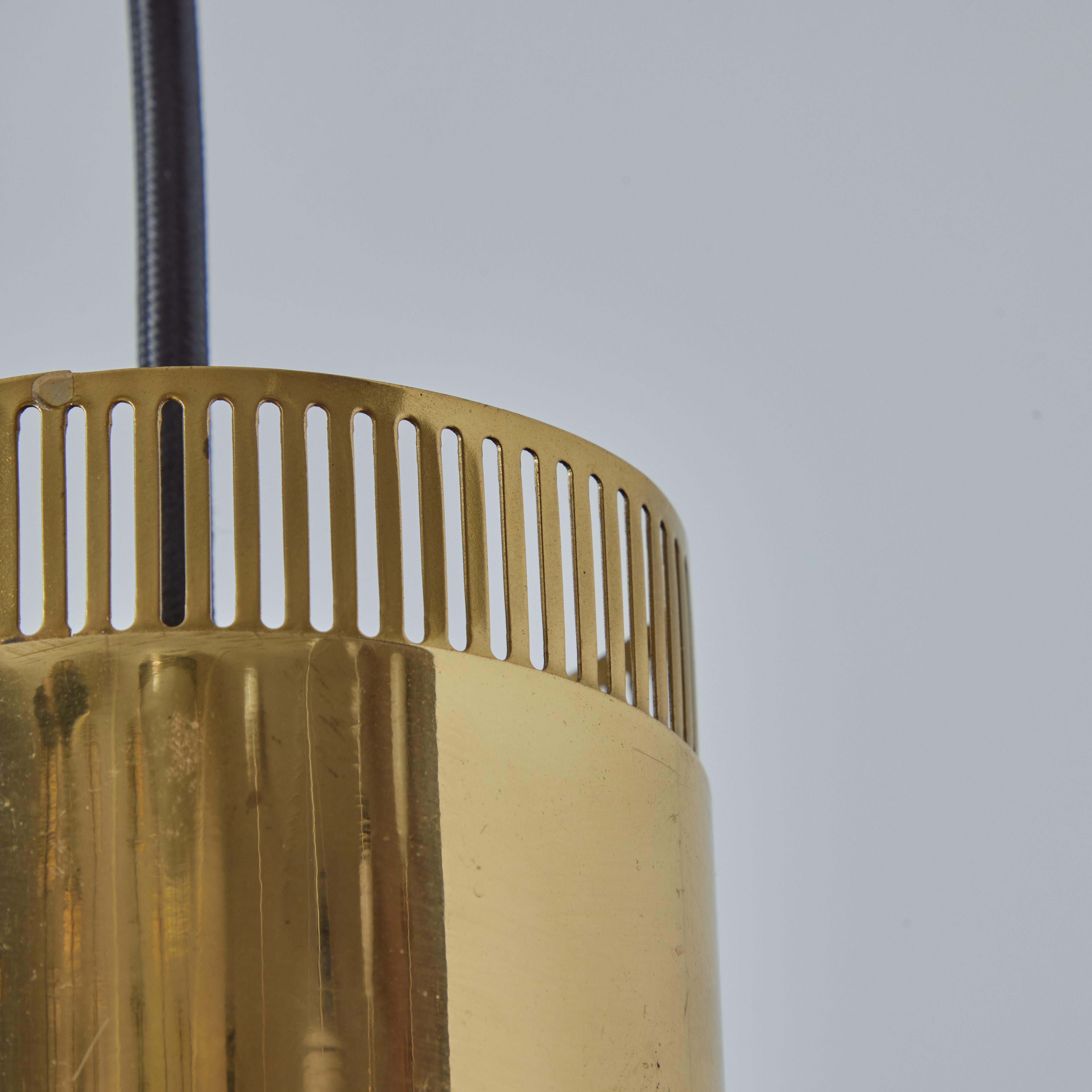 1960s Perforated Brass Cylindrical Pendant Attributed to Mauri Almari for Idman For Sale 1