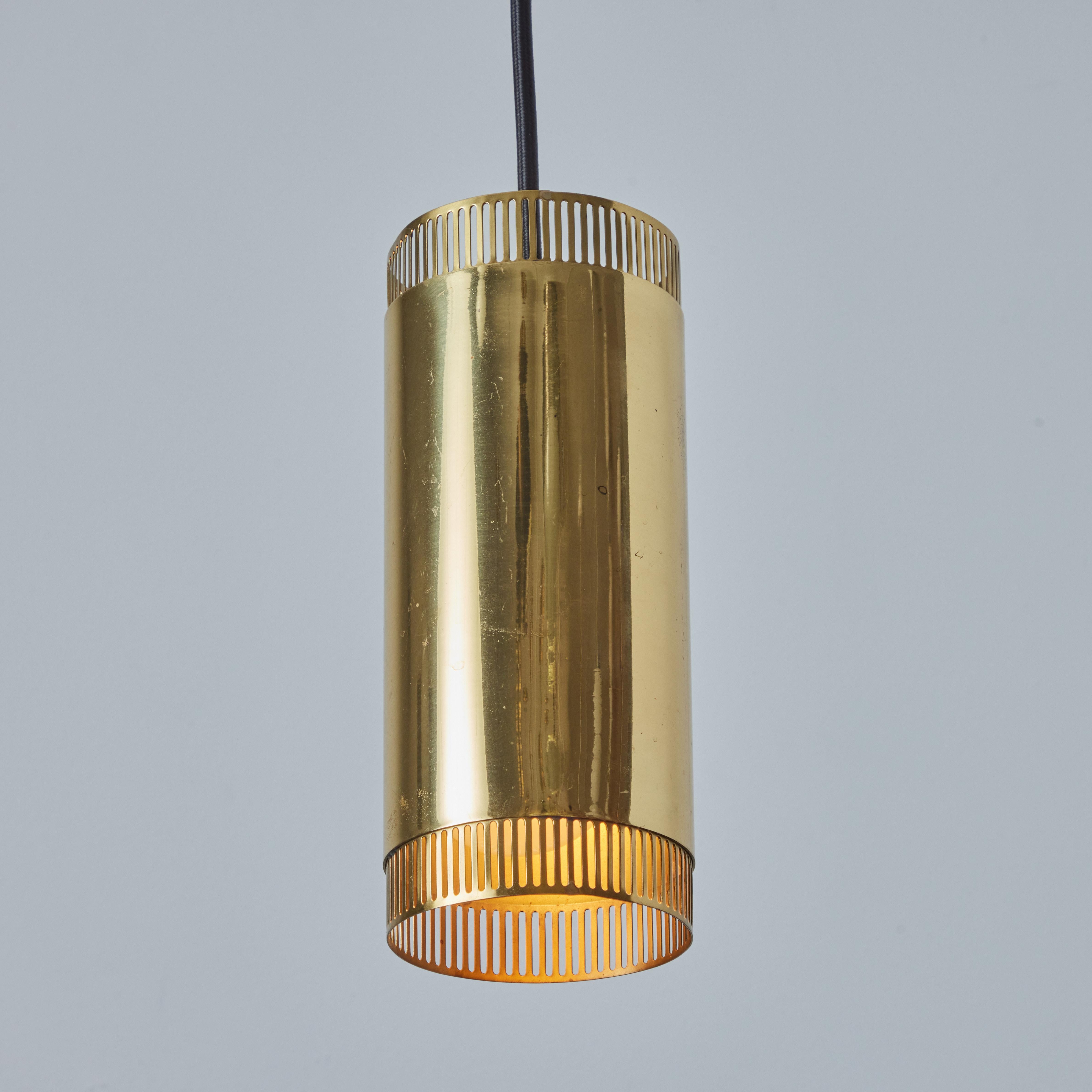 1960s Perforated Brass Cylindrical Pendant Attributed to Mauri Almari for Idman For Sale 3