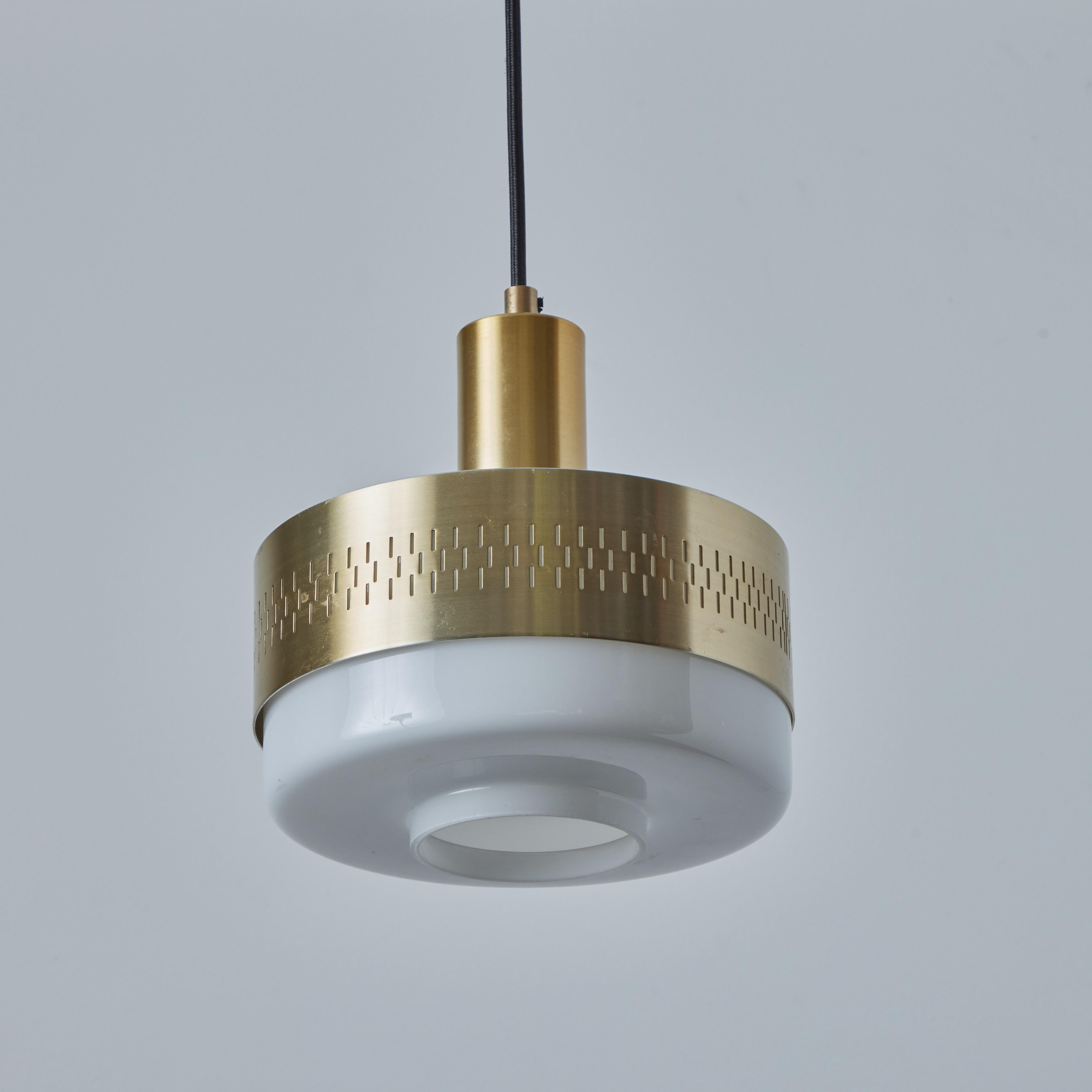 1960s Perforated Brass & Glass Pendant Attributed to Hans-Agne Jakobsson en vente 3