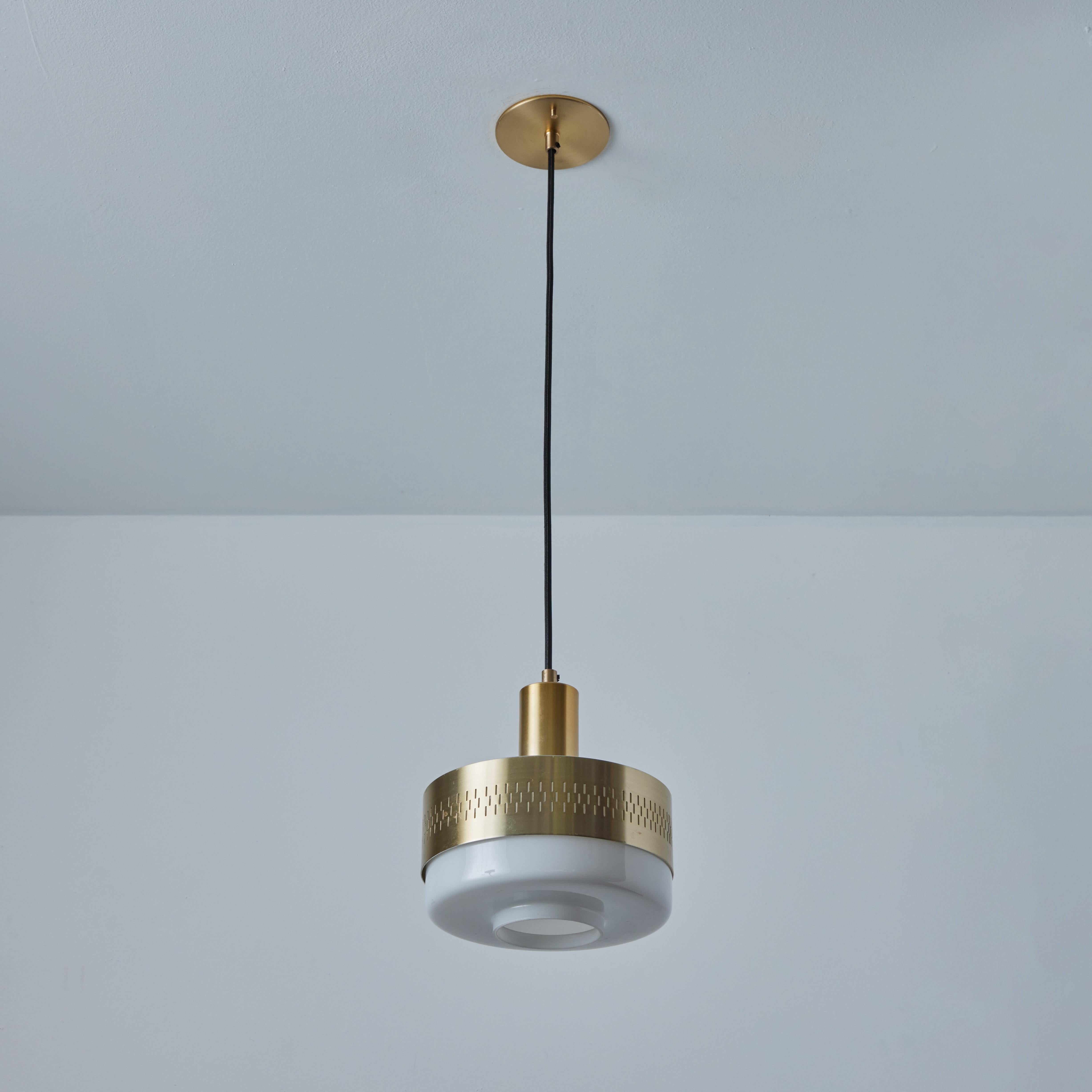1960s Perforated Brass & Glass Pendant Attributed to Hans-Agne Jakobsson For Sale 5