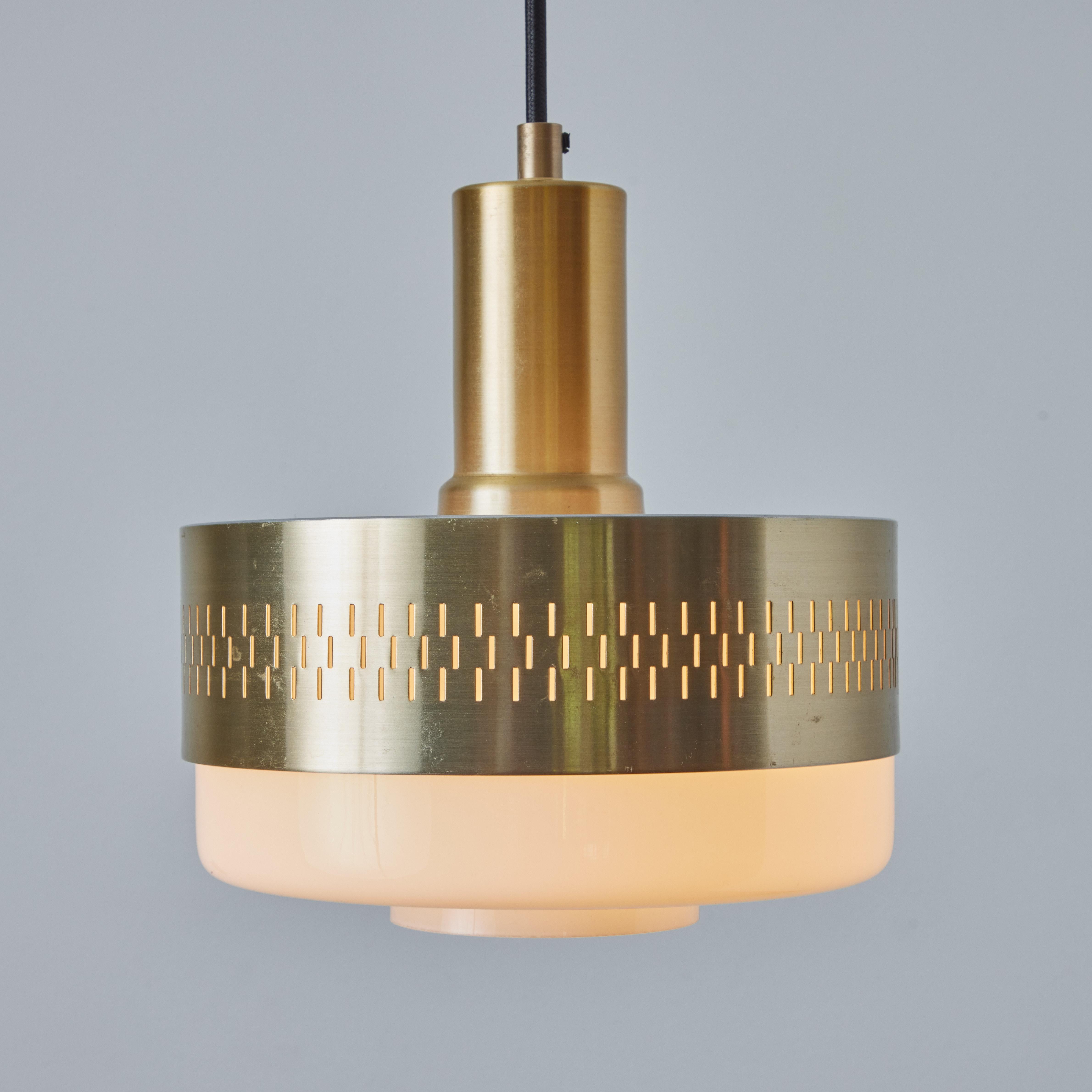 1960s Perforated Brass & Glass Pendant Attributed to Hans-Agne Jakobsson For Sale 3