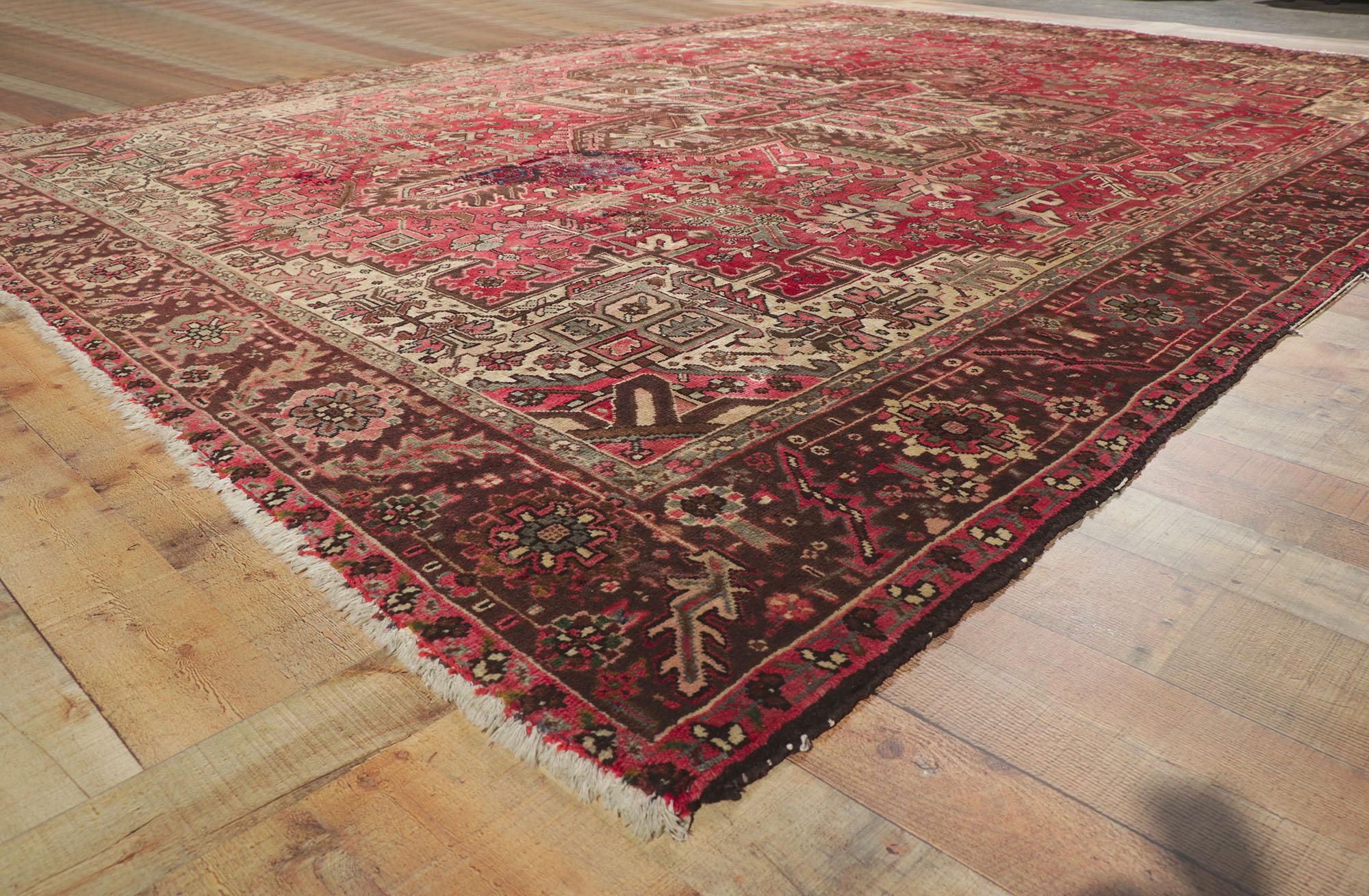 Alfombra persa Heriz de 1960 con estilo moderno en Bastante bueno estado para la venta en Dallas, TX