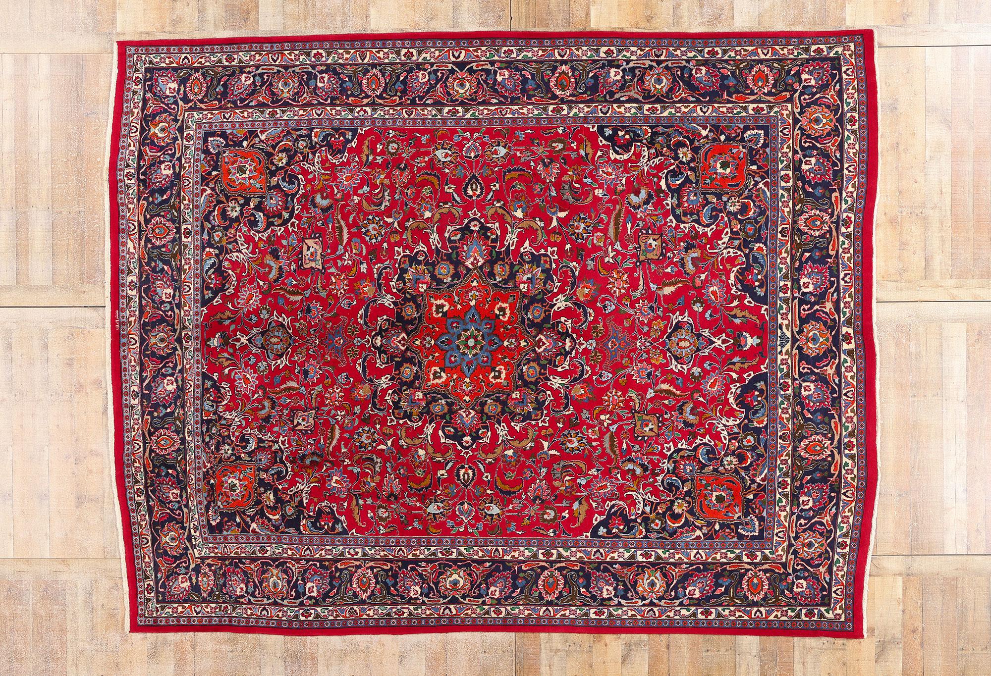 Alfombra persa Mashhad de 1960 con estilo tradicional en venta 2