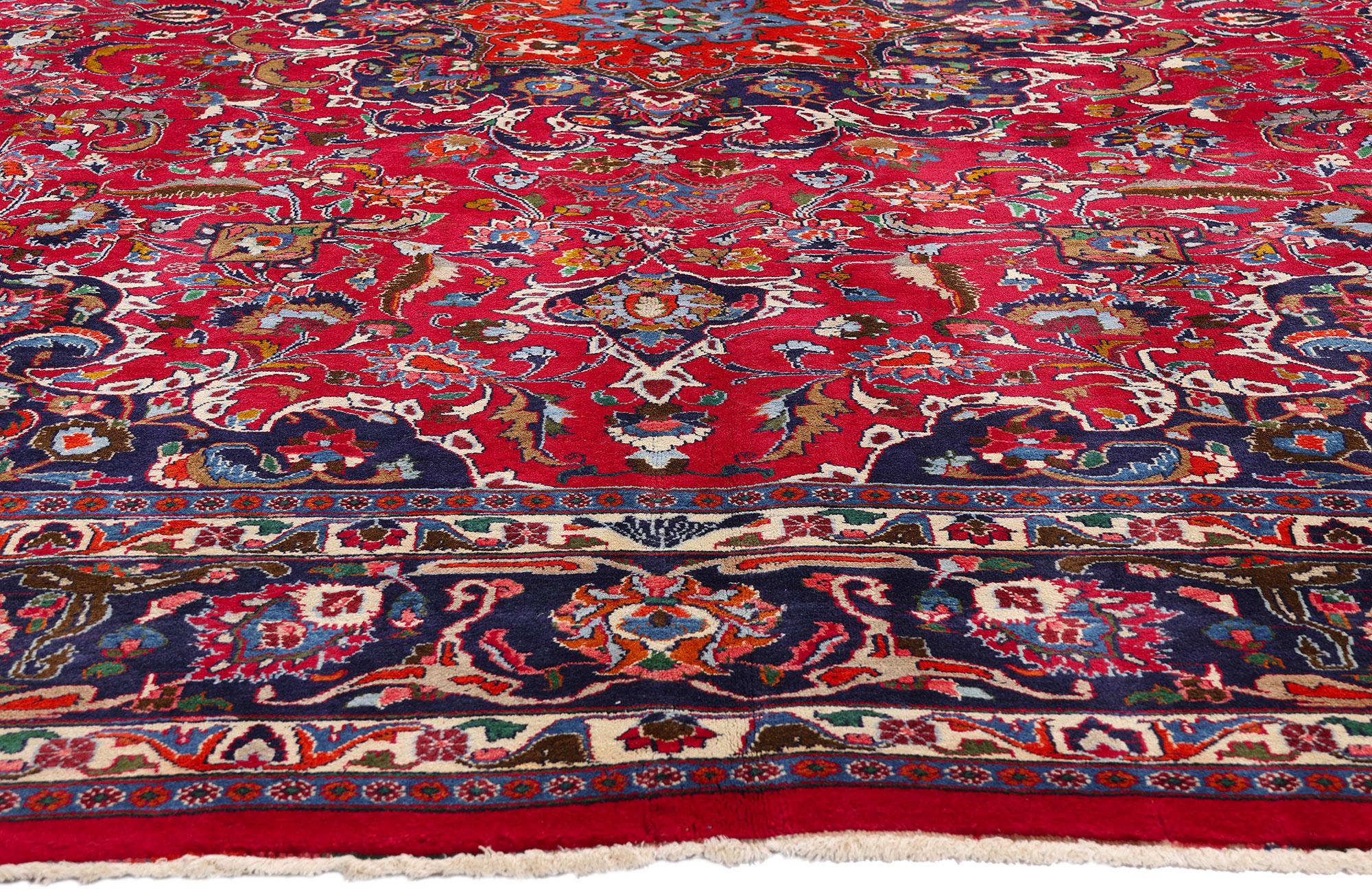 Alfombra persa Mashhad de 1960 con estilo tradicional en Bueno estado para la venta en Dallas, TX