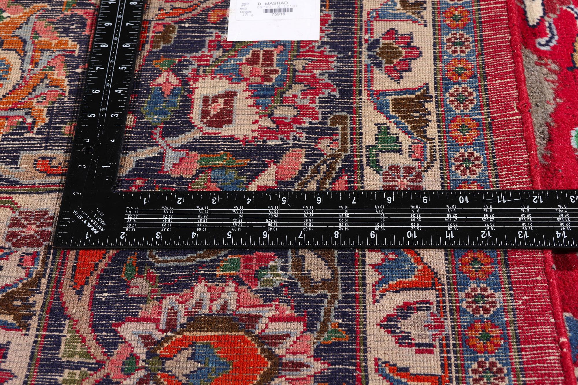Alfombra persa Mashhad de 1960 con estilo tradicional Lana en venta
