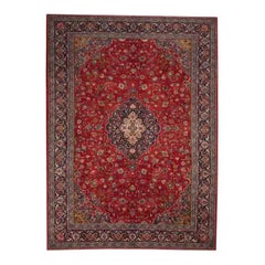 1960s Persian Sarouk Wool Area Rug, Hand-Knotted Floral Rug, 11′6″ x 16'9"