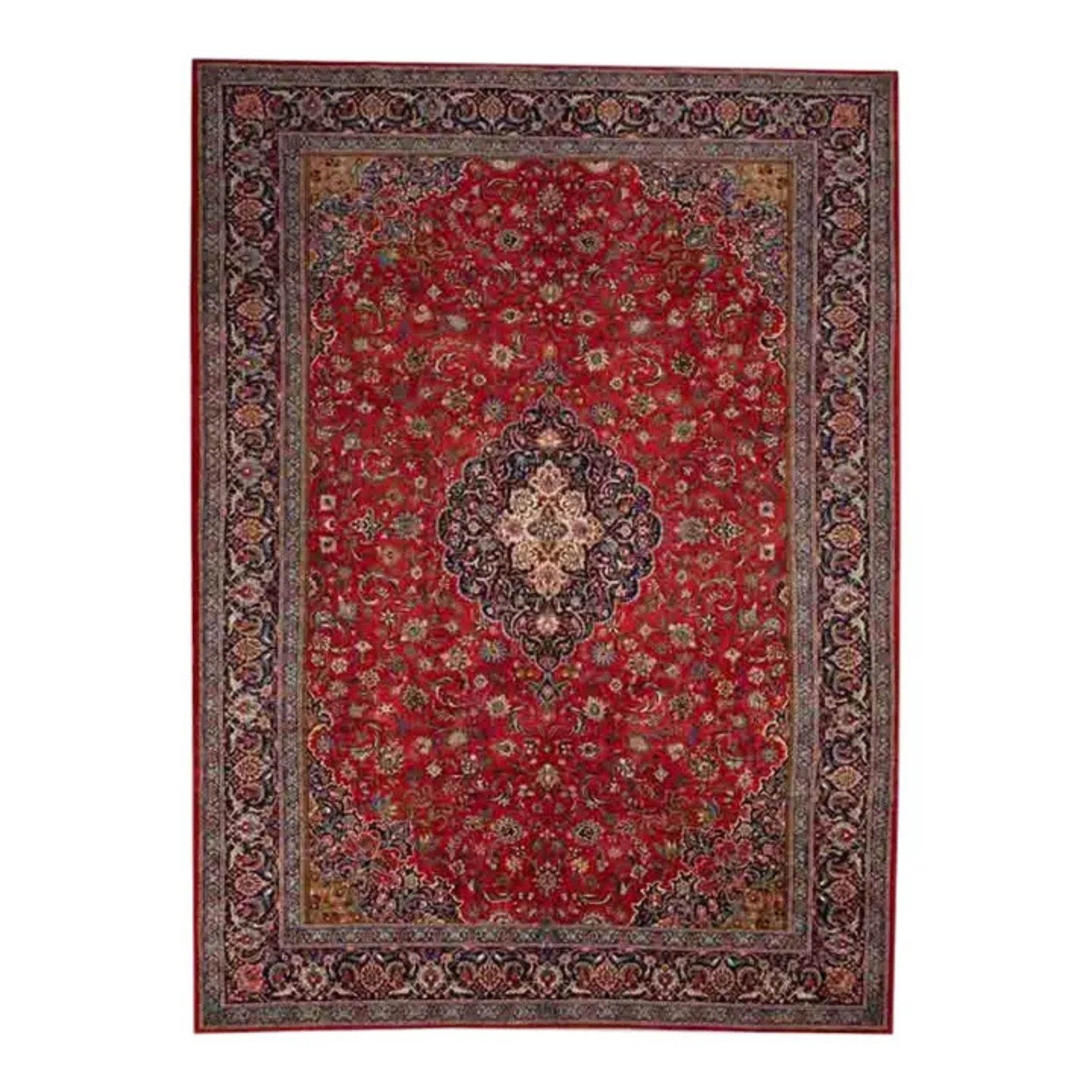 1960s Persian Sarouk Wool Area Rug, Hand-Knotted Floral Rug, 11′6″ x 16'9"