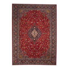 1960s Persian Sarouk Wool Area Rug, Hand-Knotted Floral Rug, 11′6″ x 16'9"