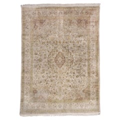1960's Persian Silk Qum Carpet with Traditional Style