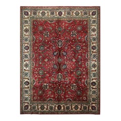 1960s Persian Tabriz Area Rug, Hand-Knotted Traditional Floral Rug, 9'7"x12'11"