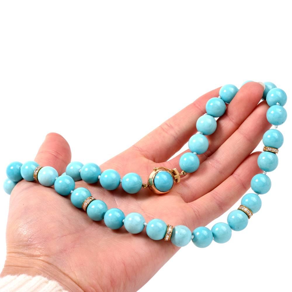1960s Persian Turquoise Bead Necklace In Excellent Condition In Miami, FL