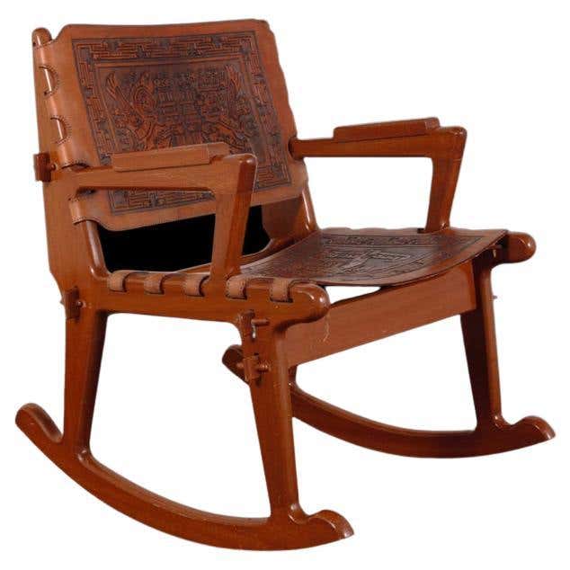 Costa Rican Leather Campaign Rocking Arm Chairs at 1stDibs | costa rica ...