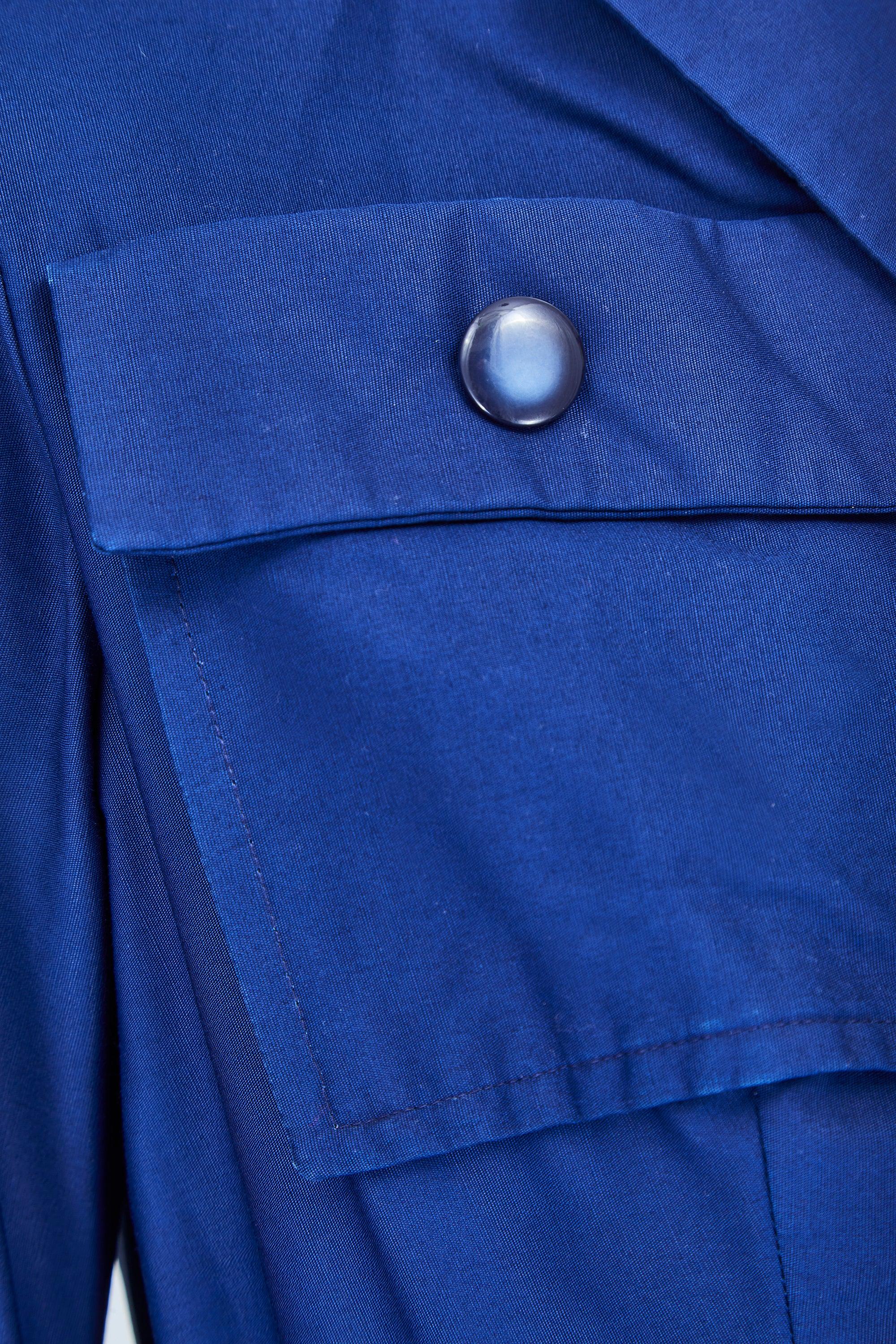 Women's 1960s Peter Barron French Blue Cotton Shirt Dress For Sale