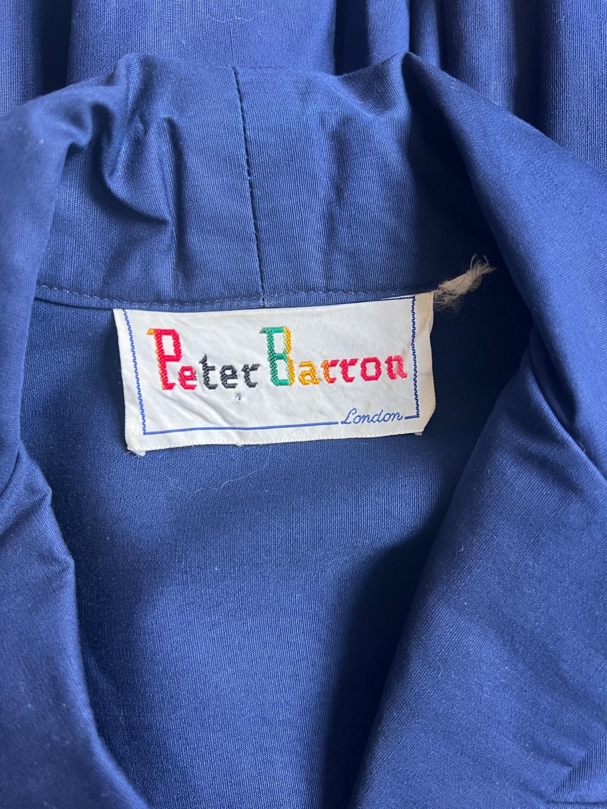 1960s Peter Barron French Blue Cotton Shirt Dress For Sale 1