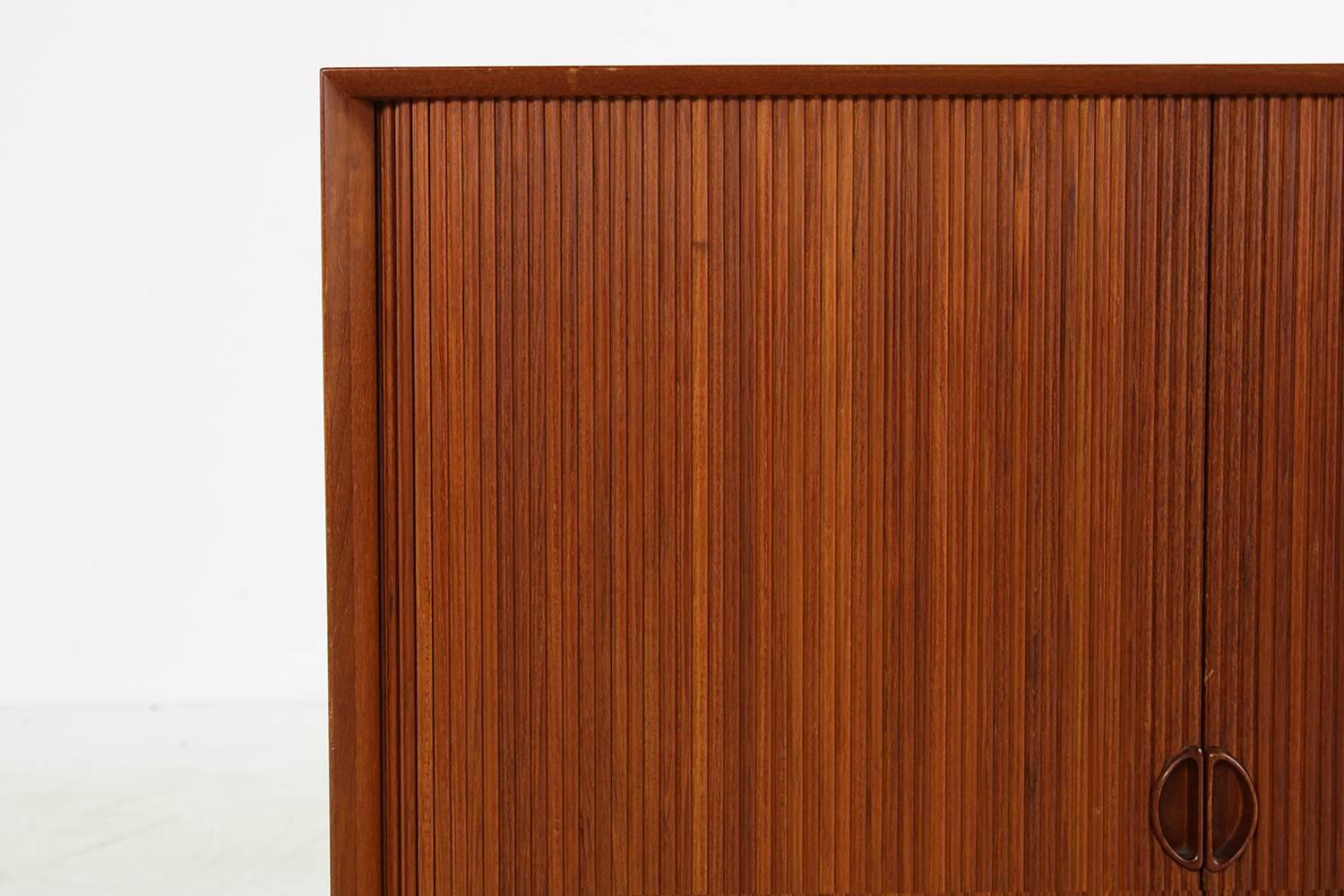 1960s Peter Hvidt Teak Cabinet with Tambour Doors Danish Modern Design Sideboard 1