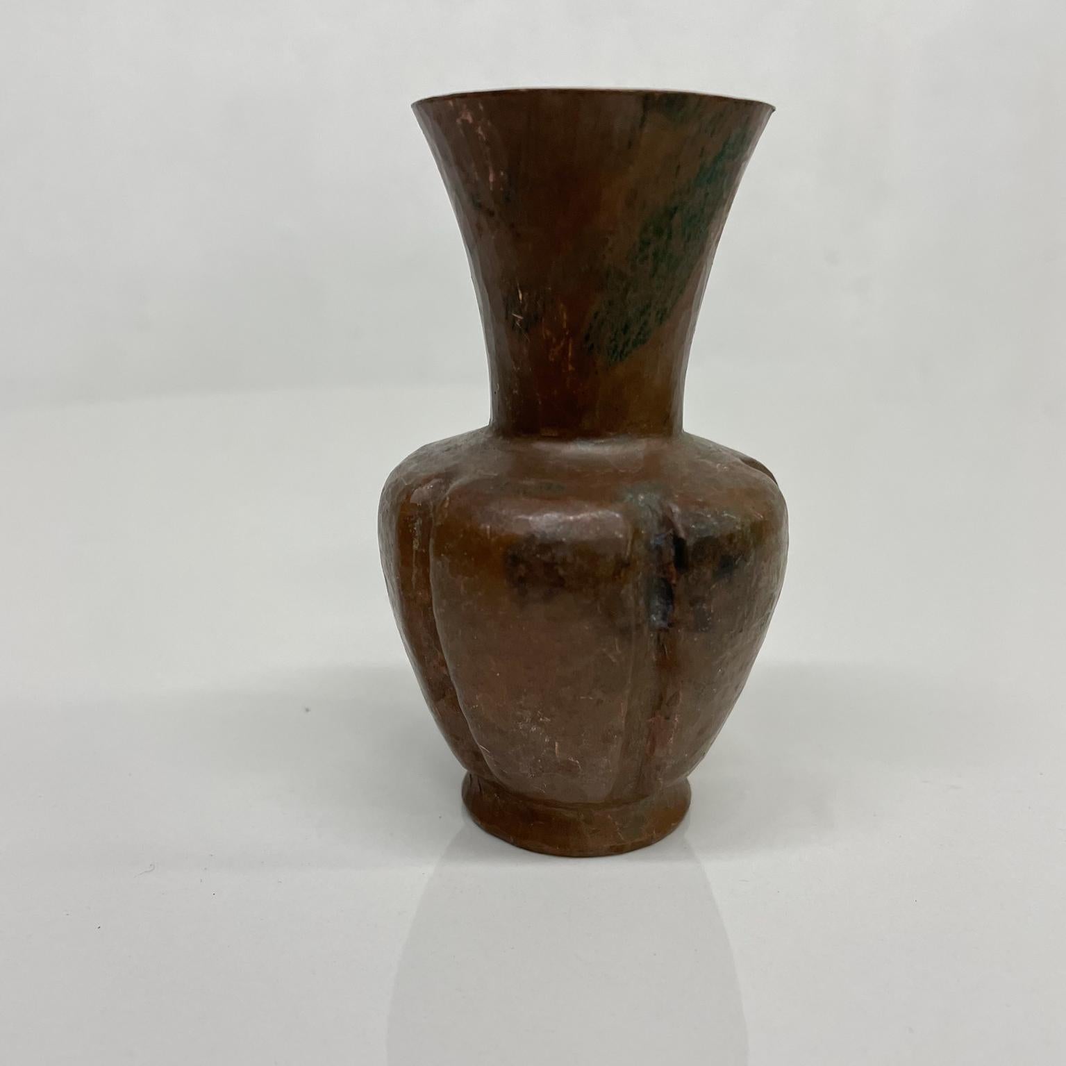 Mid-Century Modern 1960s Petite Hammered Copper Vase Santa Clara del Cobre Michoacan Mexico
